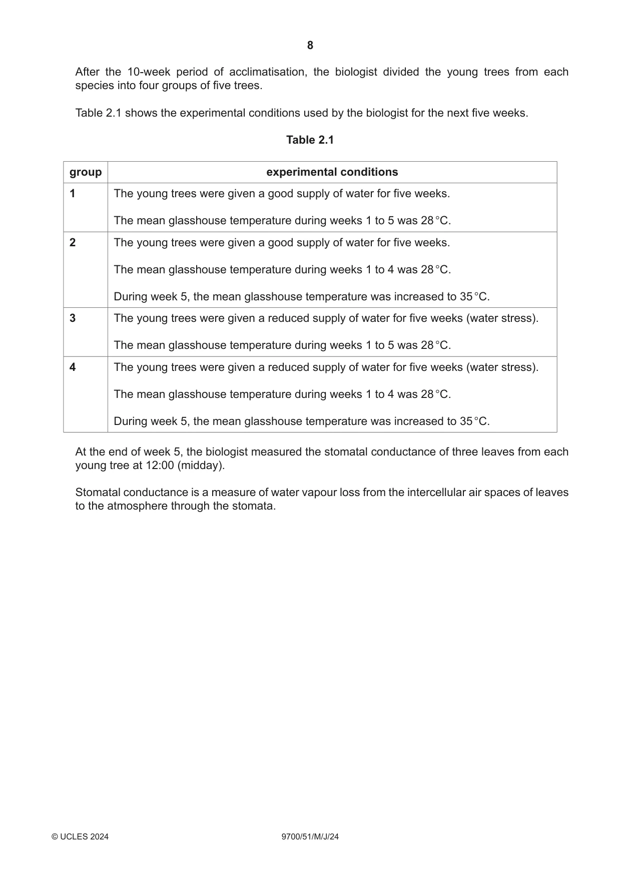Cambridge A Level Biology 9700 2024 May/June Paper 5 · Variant 1 question paper, page 8 of 16