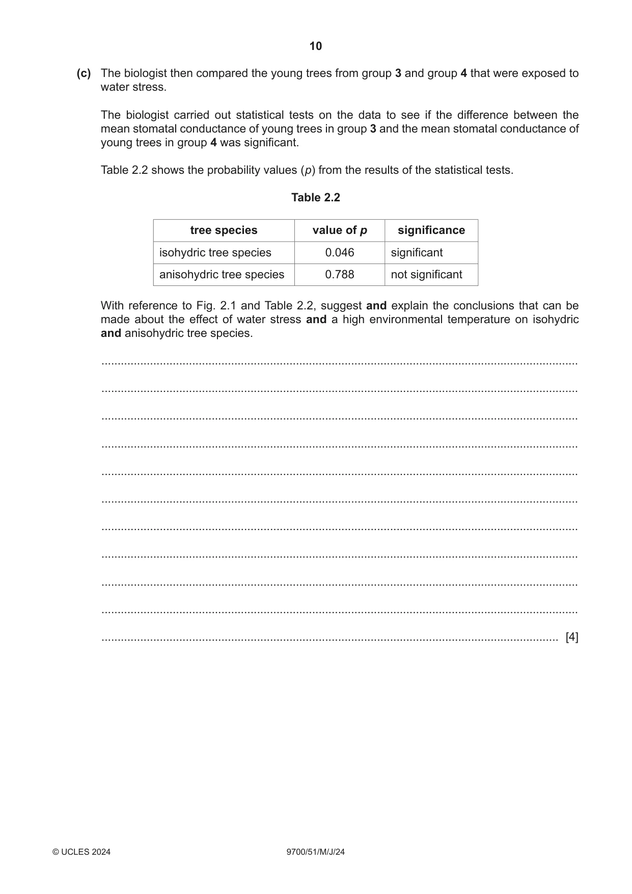 Cambridge A Level Biology 9700 2024 May/June Paper 5 · Variant 1 question paper, page 10 of 16
