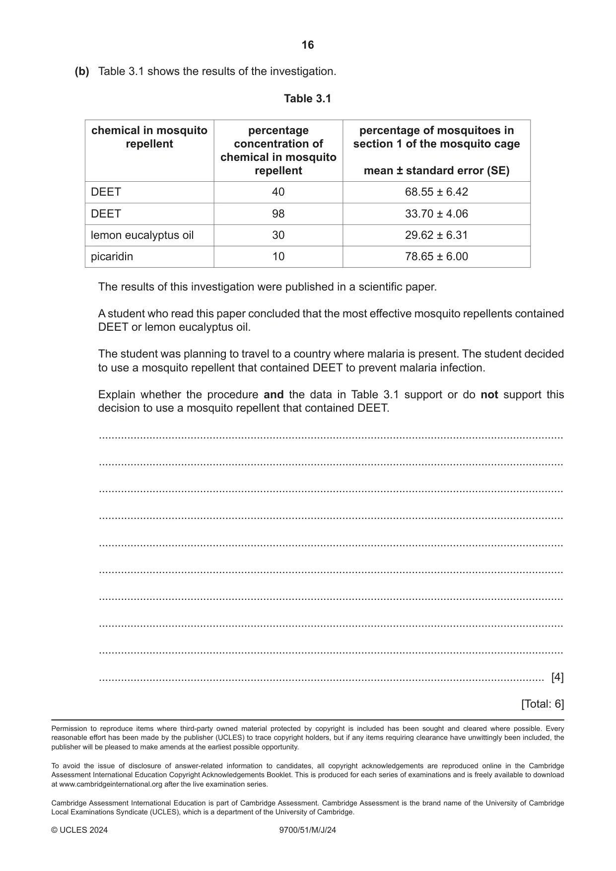 Cambridge A Level Biology 9700 2024 May/June Paper 5 · Variant 1 question paper, page 16 of 16