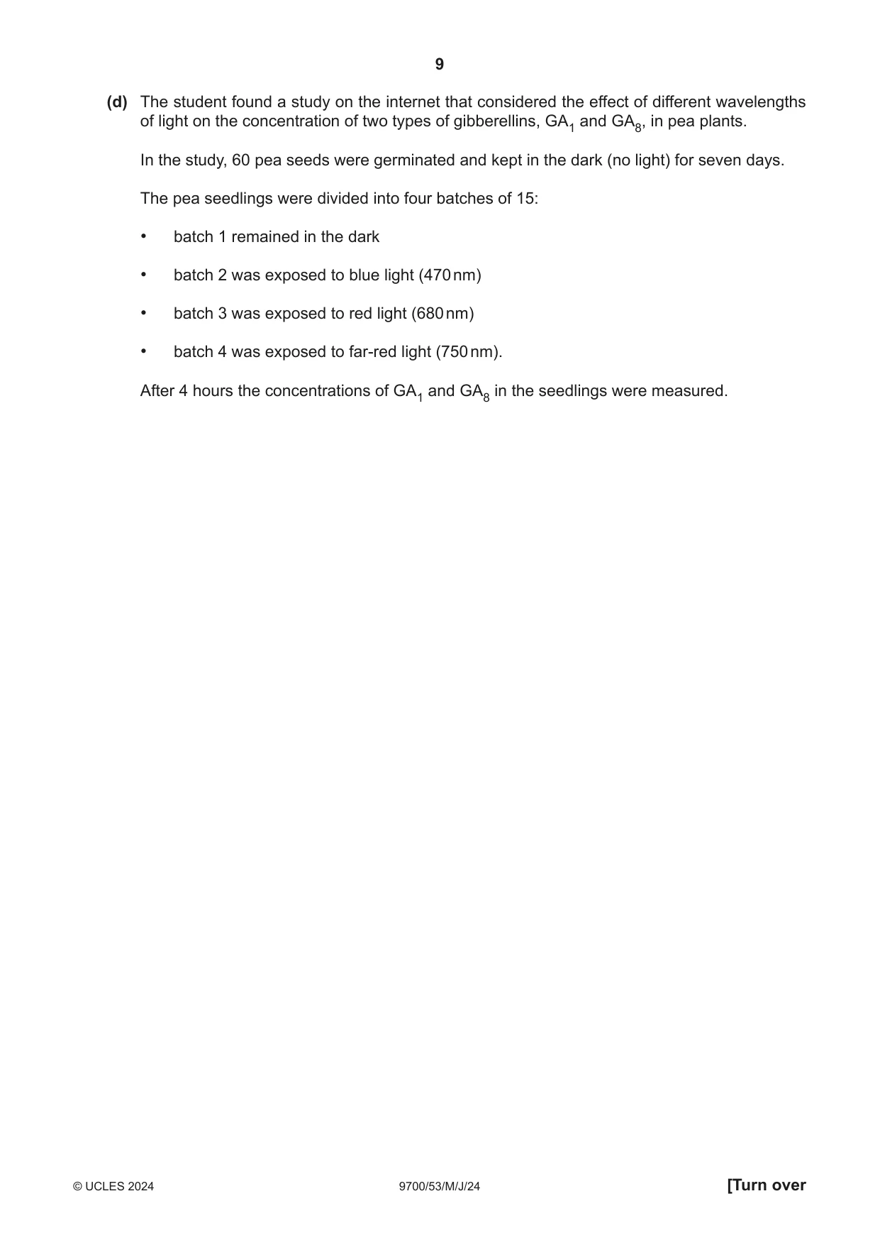 Cambridge A Level Biology 9700 2024 May/June Paper 5 · Variant 3 question paper, page 9 of 12