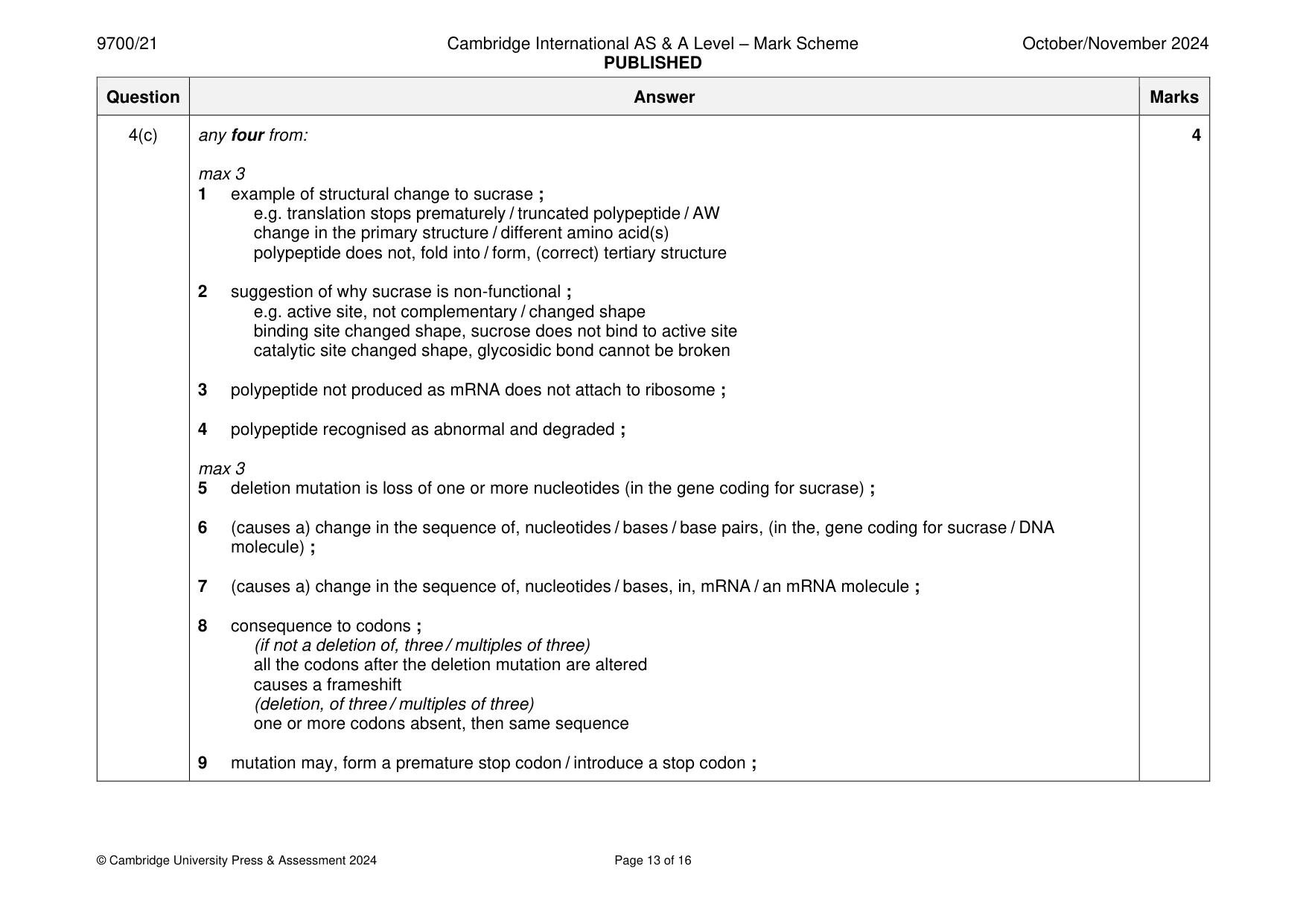 Mark scheme, page 13 of 16