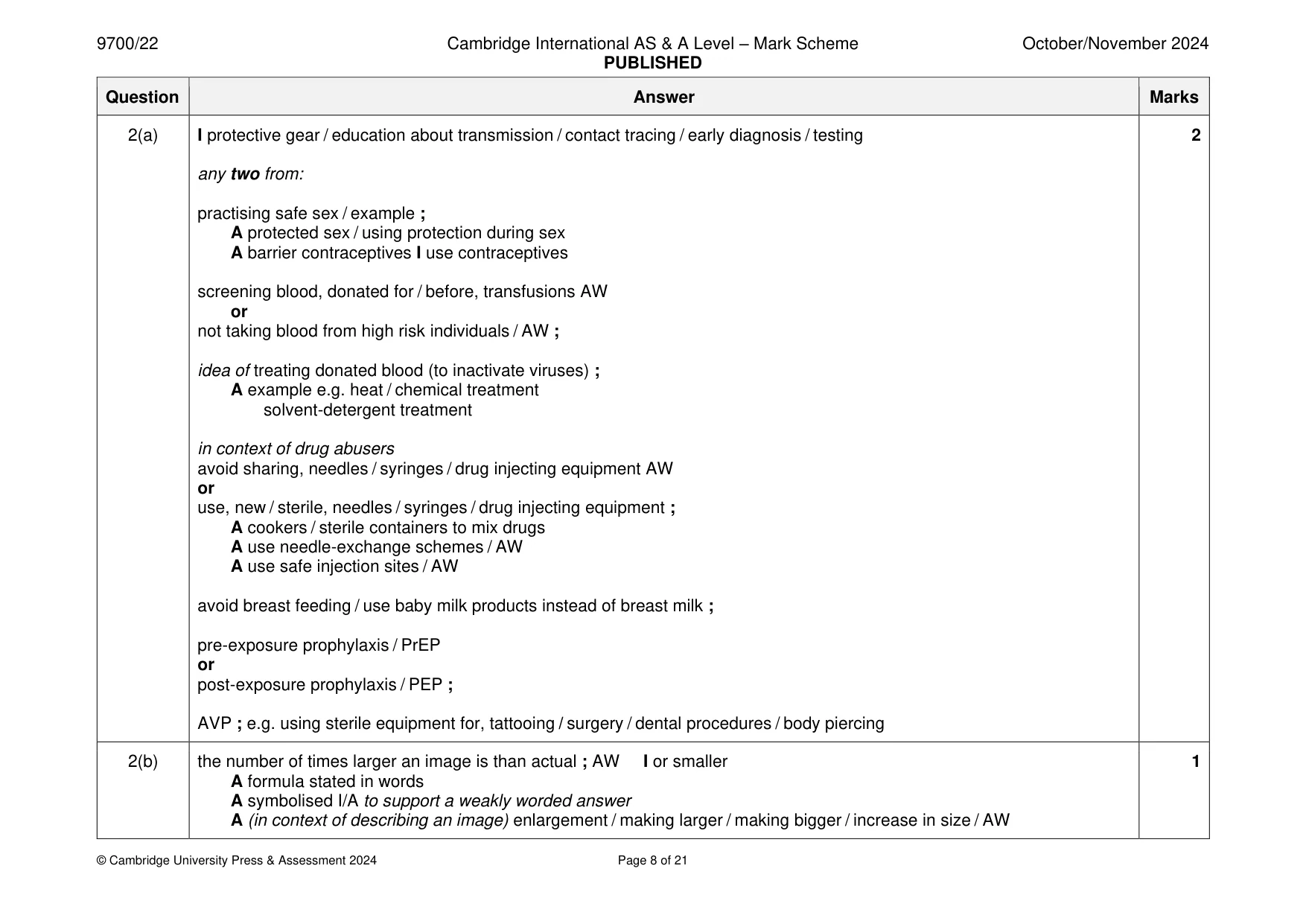 Mark scheme, page 8 of 21