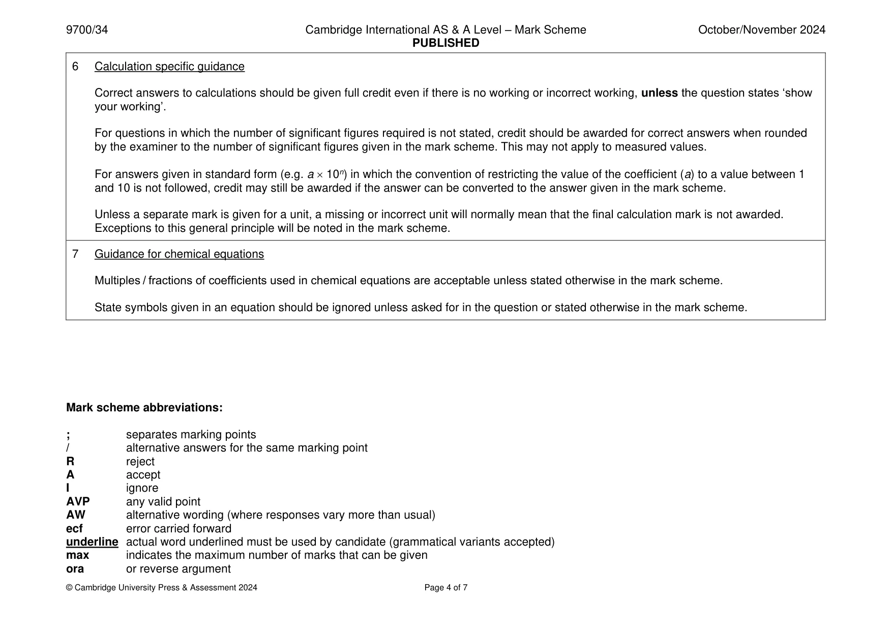 Mark scheme, page 4 of 7