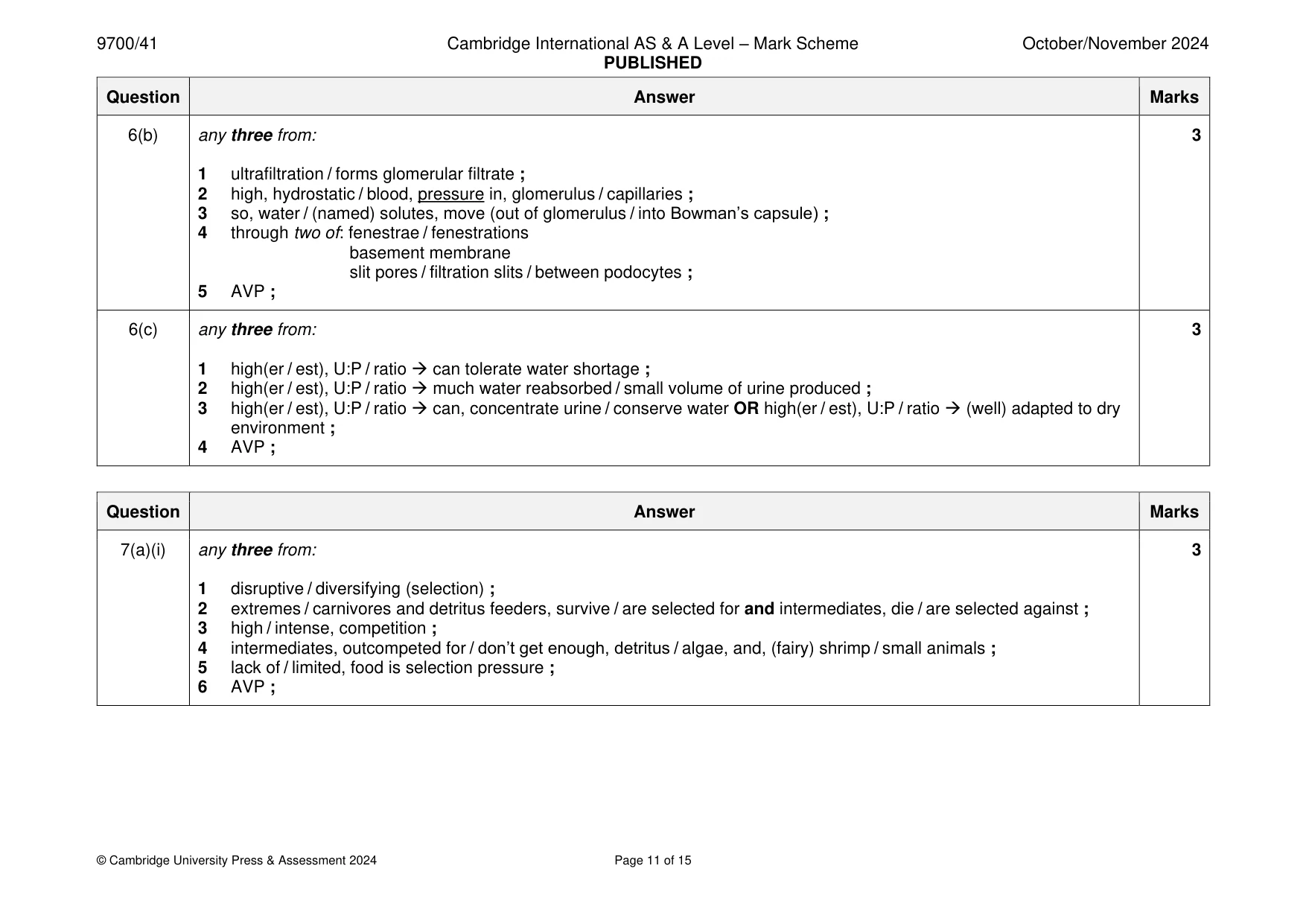 Mark scheme, page 11 of 15