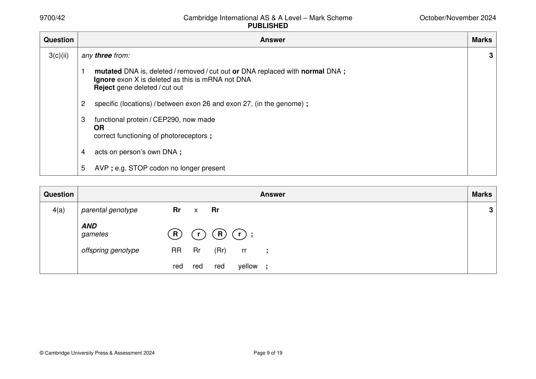 Mark scheme, page 9 of 19