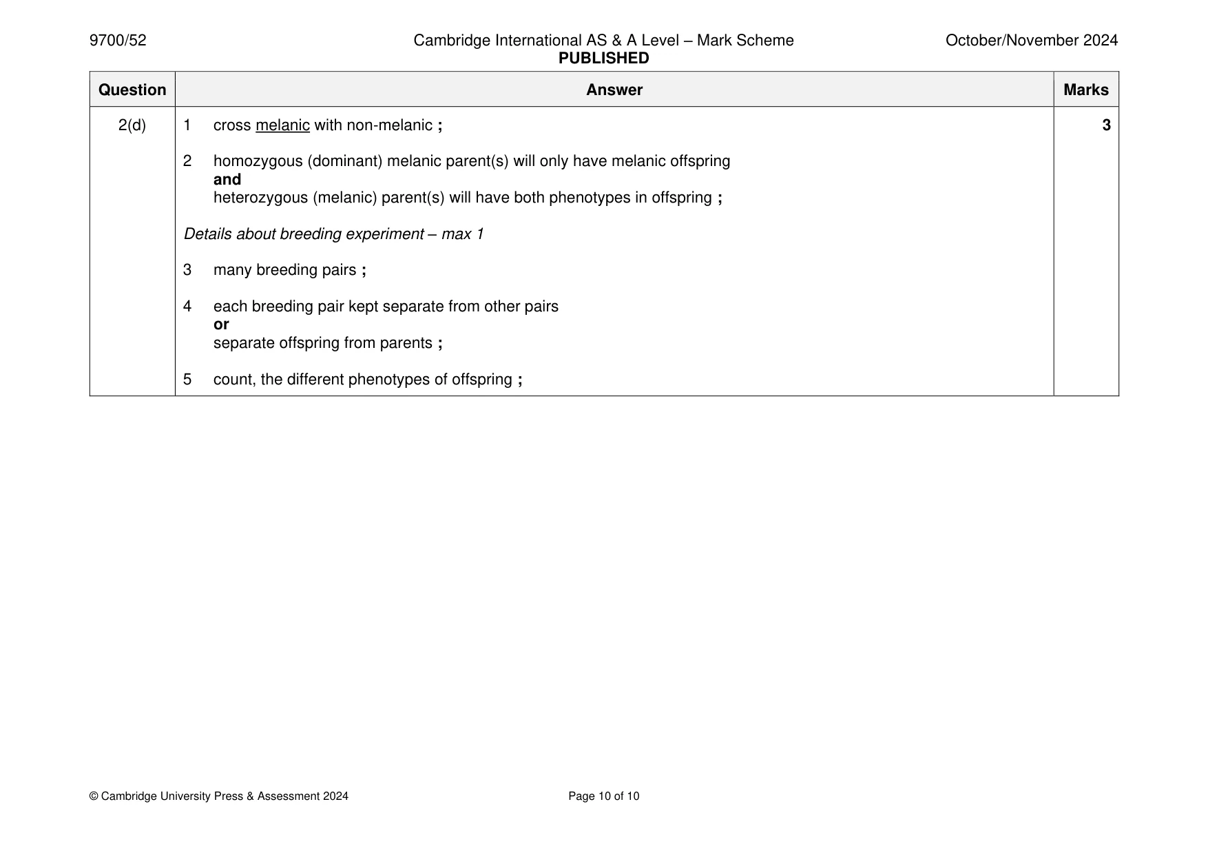 Mark scheme, page 10 of 10