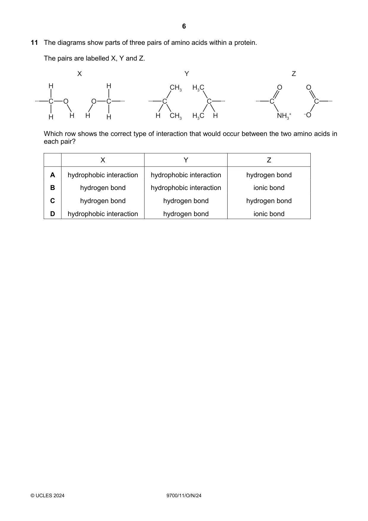 Cambridge A Level Biology 9700 2024 Oct/Nov Paper 1 · Variant 1 question paper, page 6 of 20