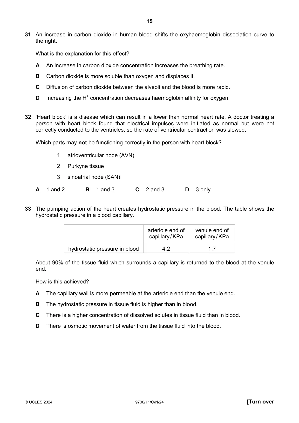 Cambridge A Level Biology 9700 2024 Oct/Nov Paper 1 · Variant 1 question paper, page 15 of 20