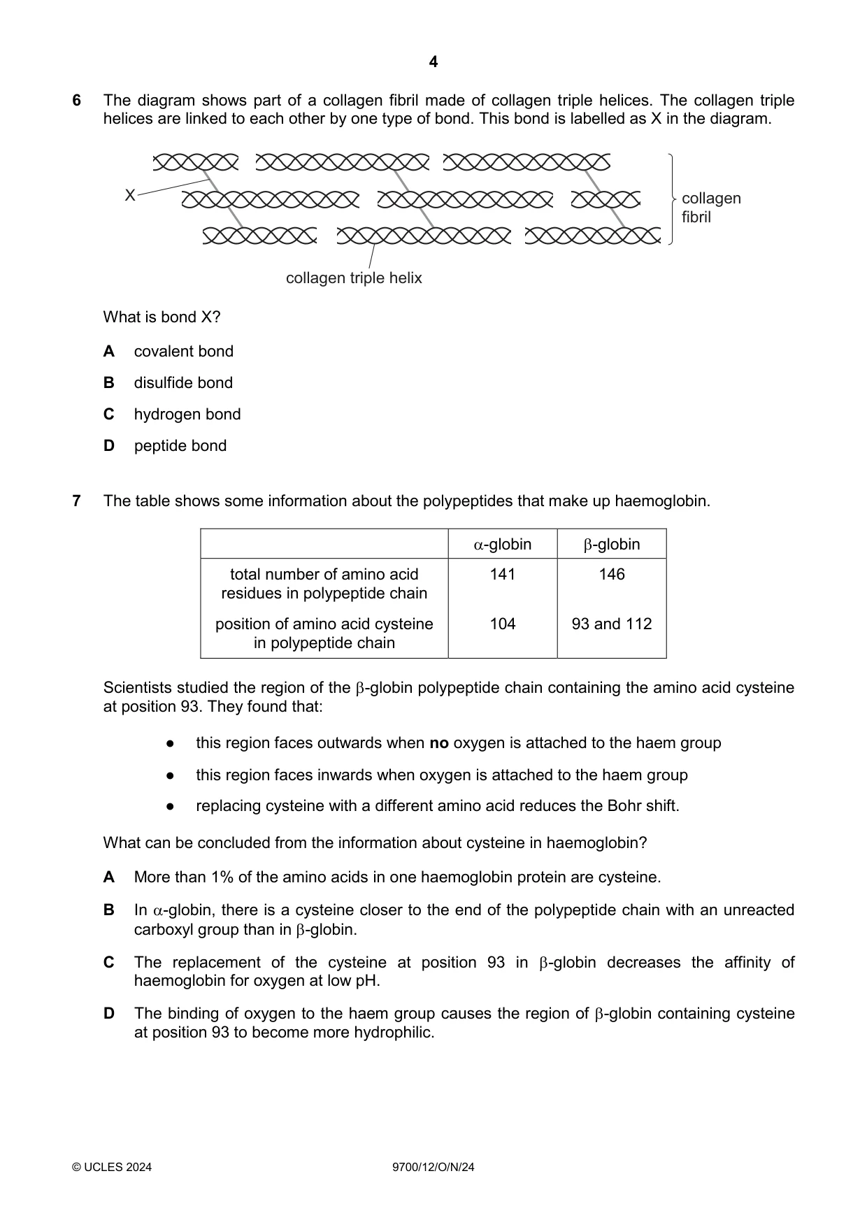 Cambridge A Level Biology 9700 2024 Oct/Nov Paper 1 · Variant 2 question paper, page 4 of 20