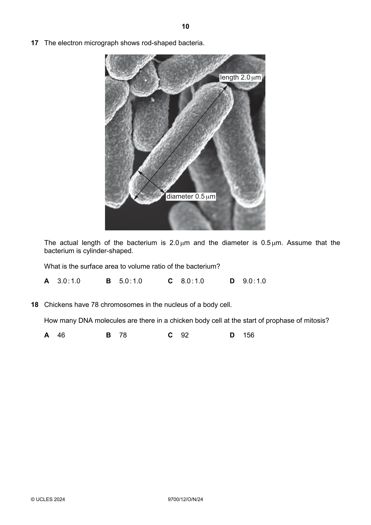Cambridge A Level Biology 9700 2024 Oct/Nov Paper 1 · Variant 2 question paper, page 10 of 20