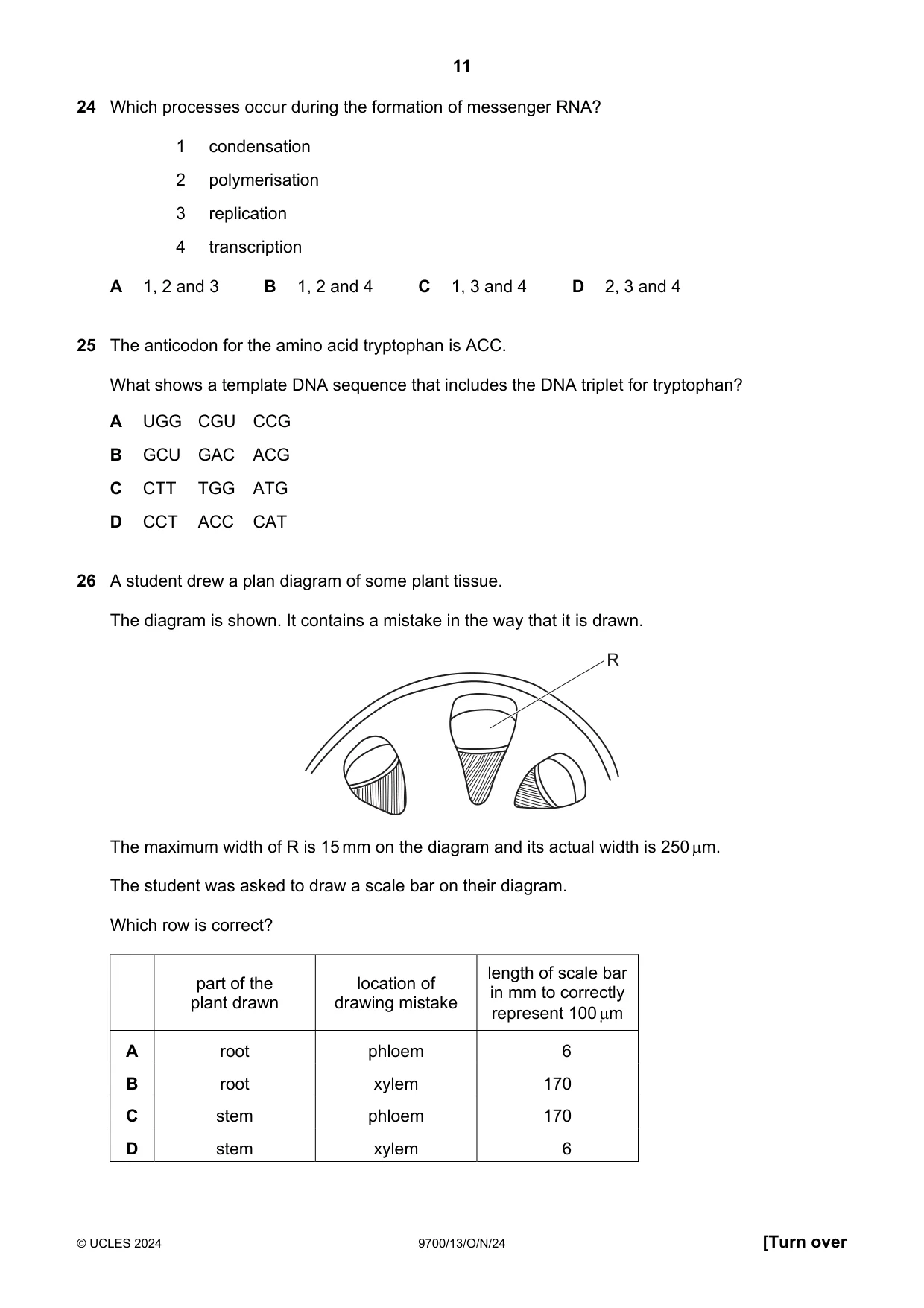 Cambridge A Level Biology 9700 2024 Oct/Nov Paper 1 · Variant 3 question paper, page 11 of 20