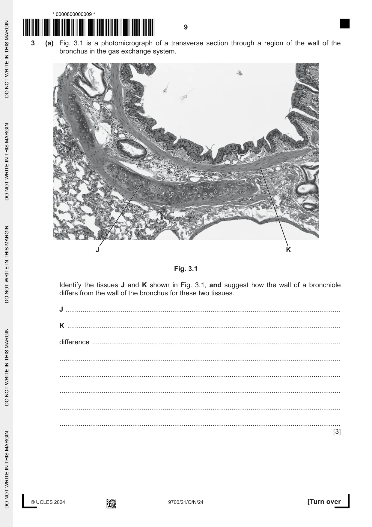 Cambridge A Level Biology 9700 2024 Oct/Nov Paper 2 · Variant 1 question paper, page 9 of 24