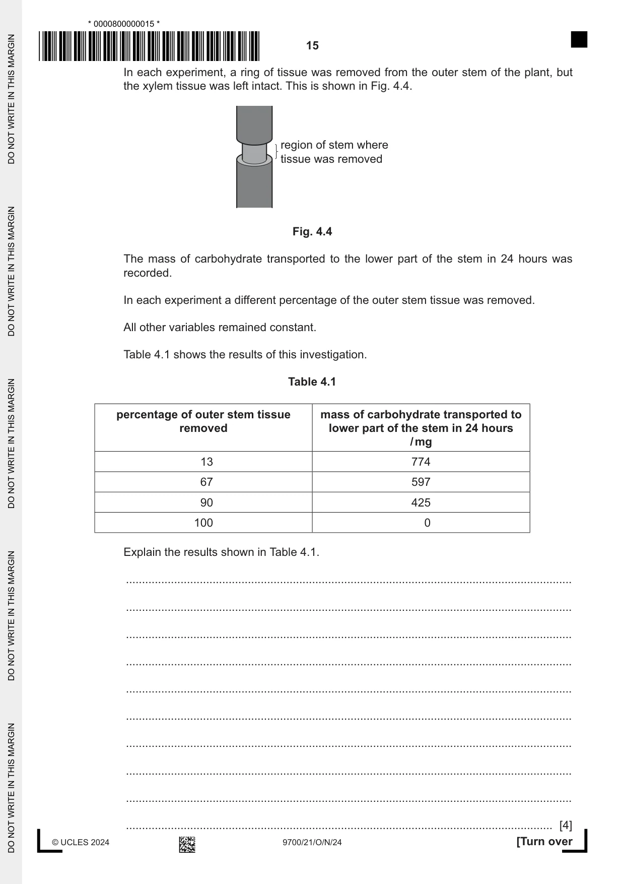 Cambridge A Level Biology 9700 2024 Oct/Nov Paper 2 · Variant 1 question paper, page 15 of 24