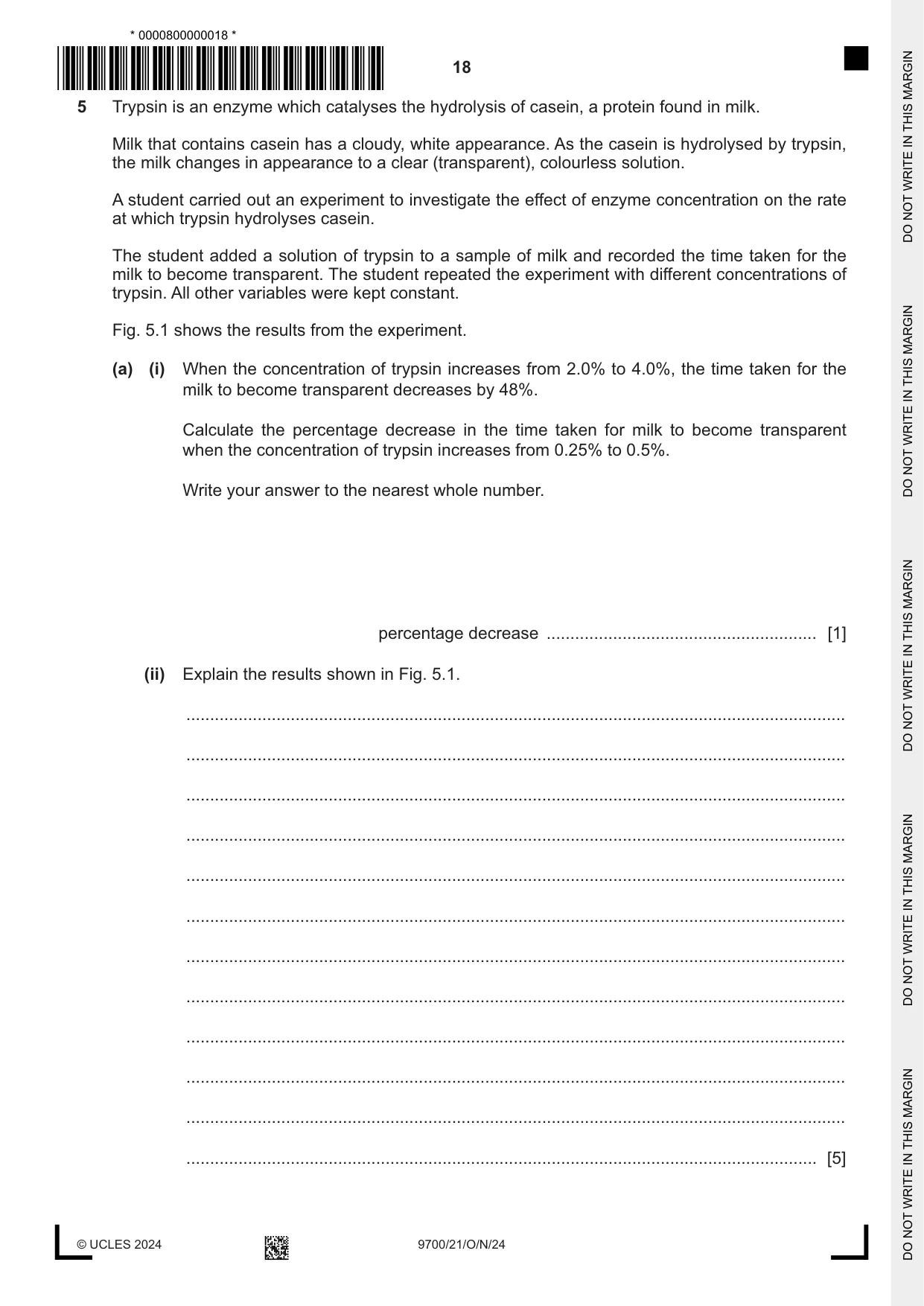 Cambridge A Level Biology 9700 2024 Oct/Nov Paper 2 · Variant 1 question paper, page 18 of 24