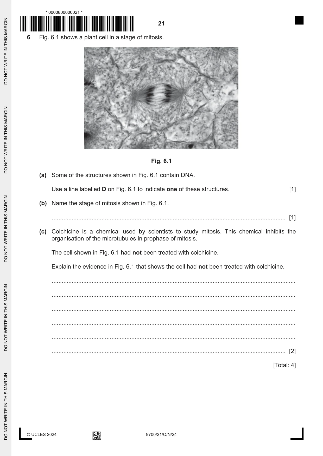 Cambridge A Level Biology 9700 2024 Oct/Nov Paper 2 · Variant 1 question paper, page 21 of 24