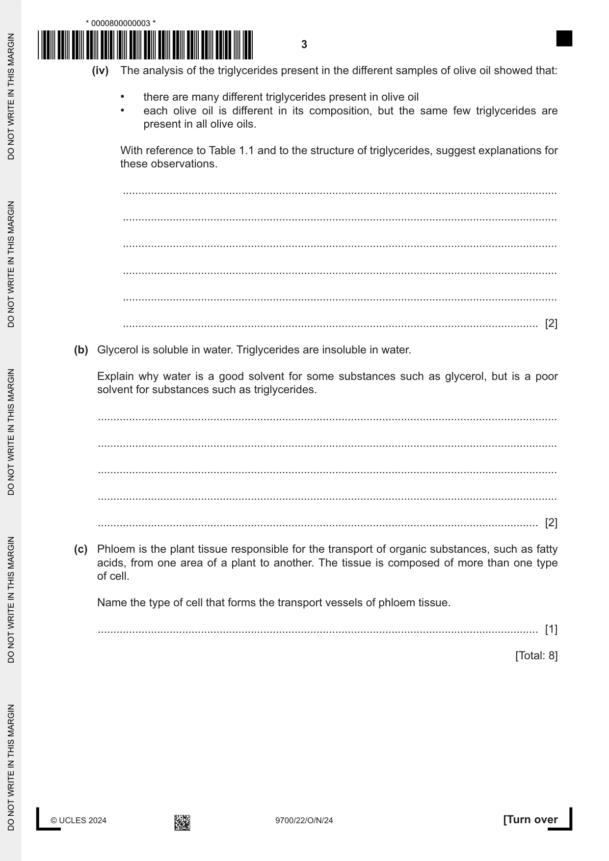 Cambridge A Level Biology 9700 2024 Oct/Nov Paper 2 · Variant 2 question paper, page 3 of 16