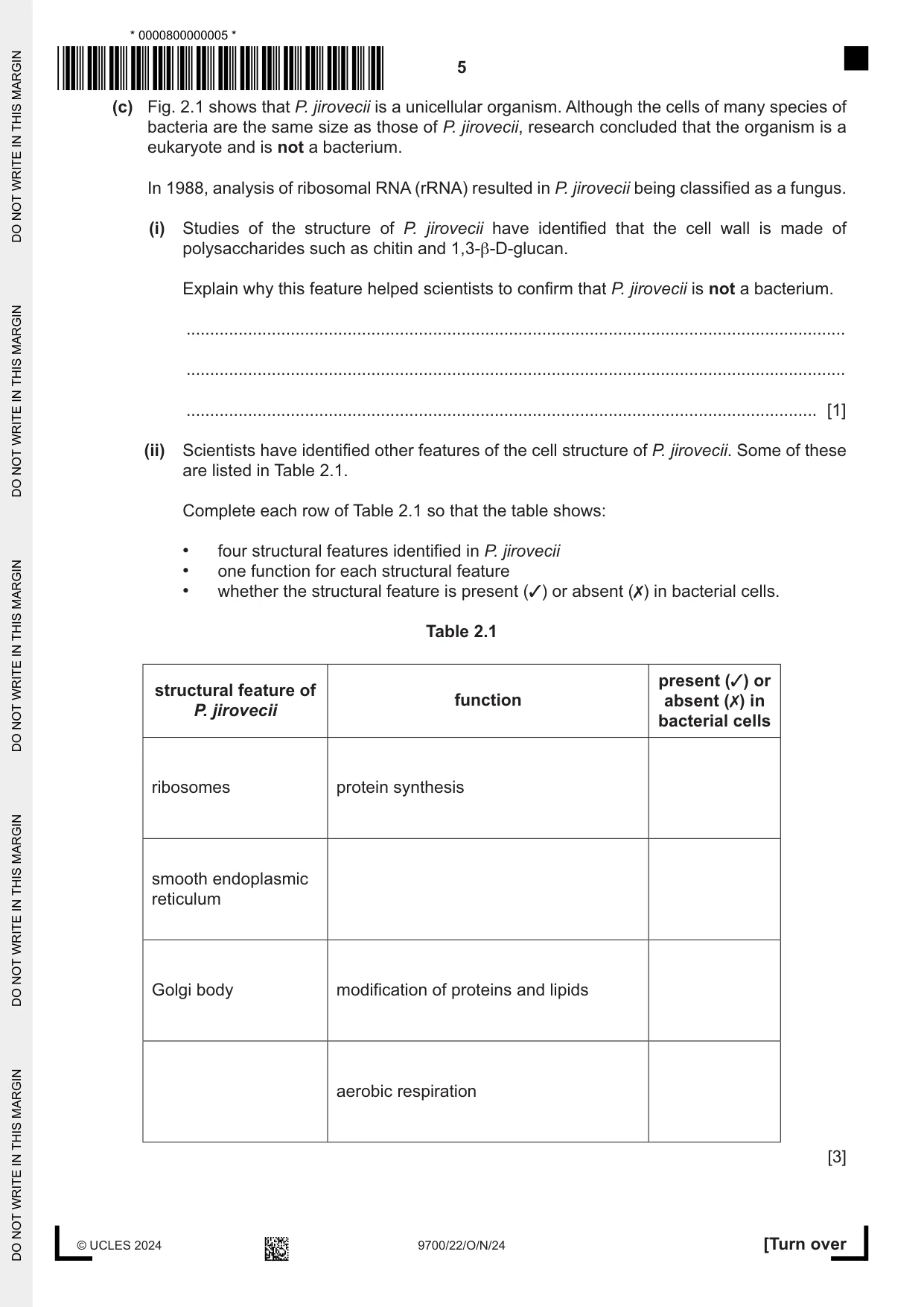 Cambridge A Level Biology 9700 2024 Oct/Nov Paper 2 · Variant 2 question paper, page 5 of 16