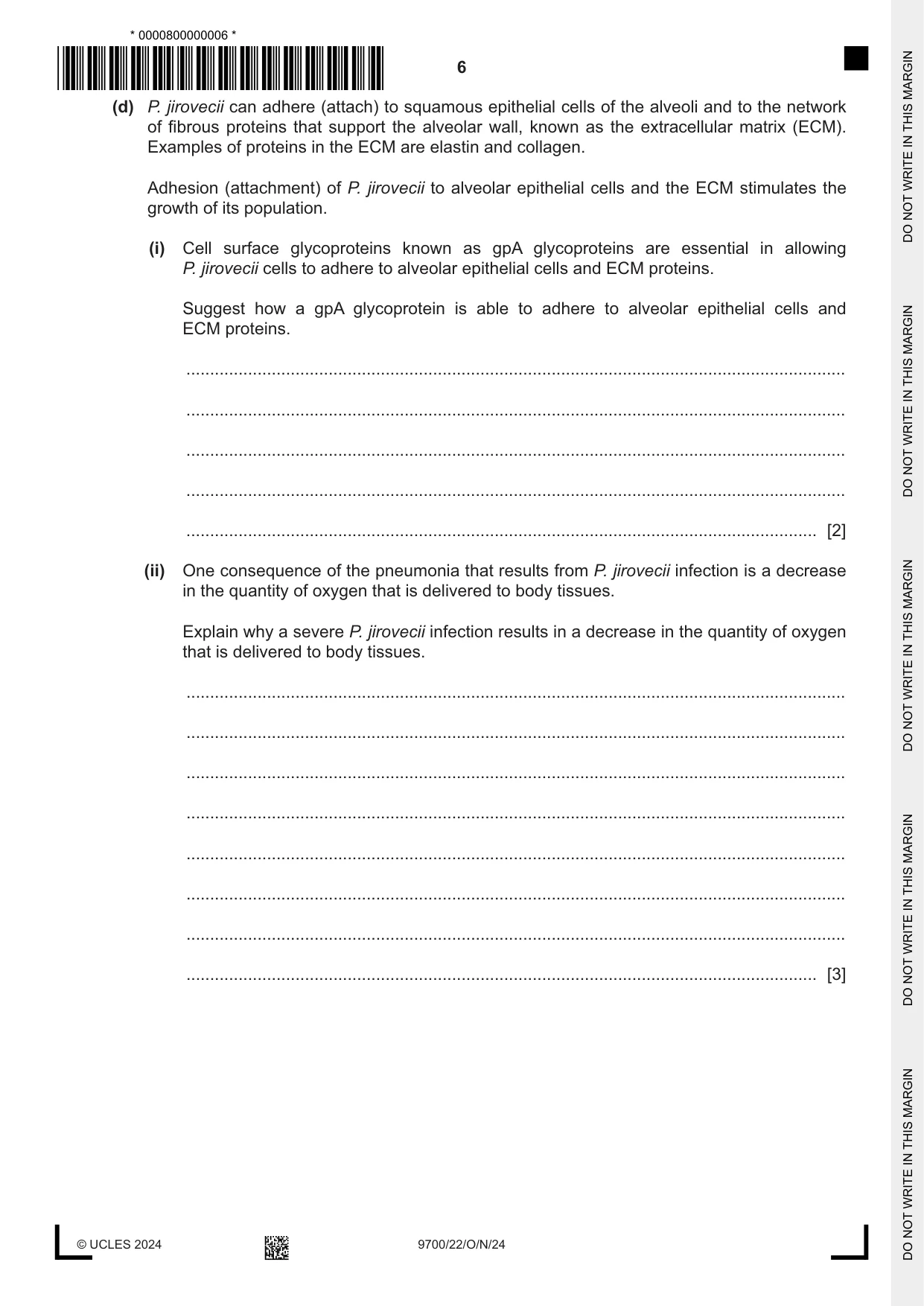 Cambridge A Level Biology 9700 2024 Oct/Nov Paper 2 · Variant 2 question paper, page 6 of 16