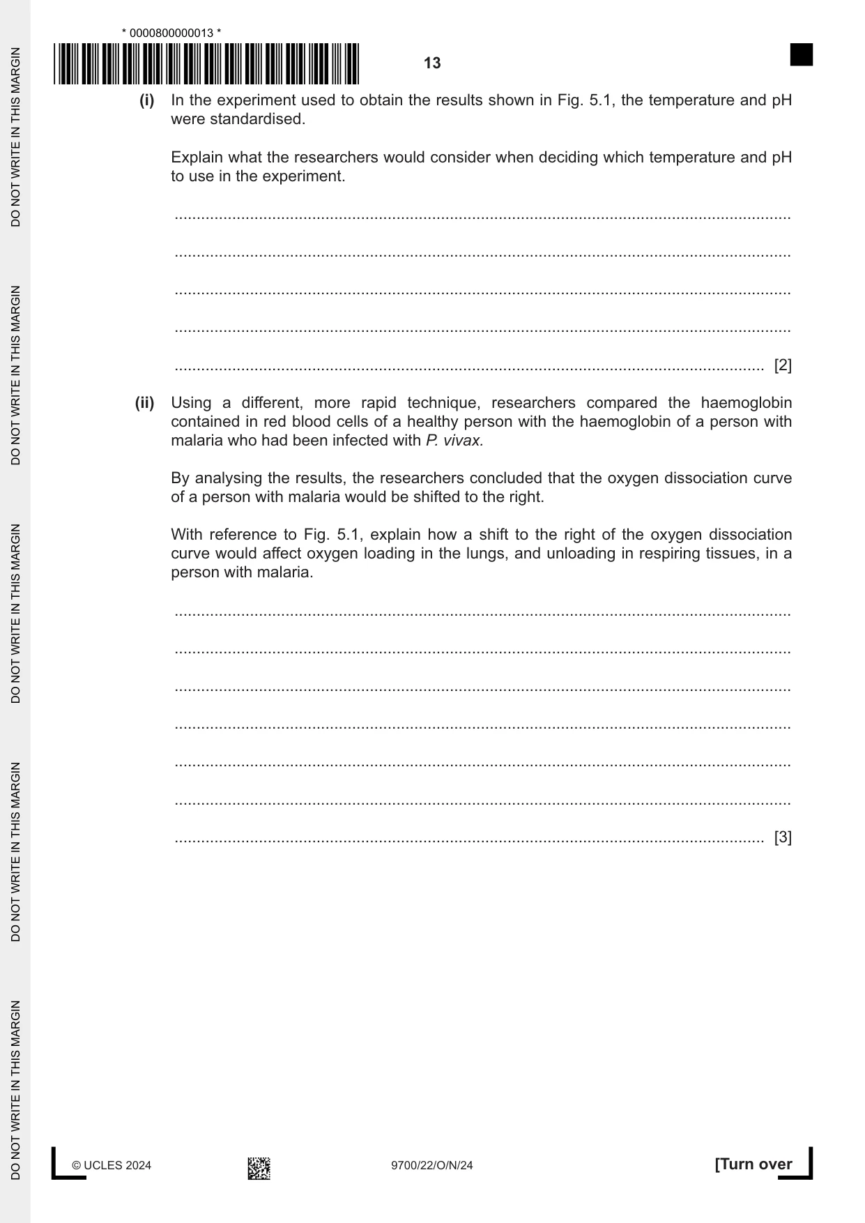 Cambridge A Level Biology 9700 2024 Oct/Nov Paper 2 · Variant 2 question paper, page 13 of 16