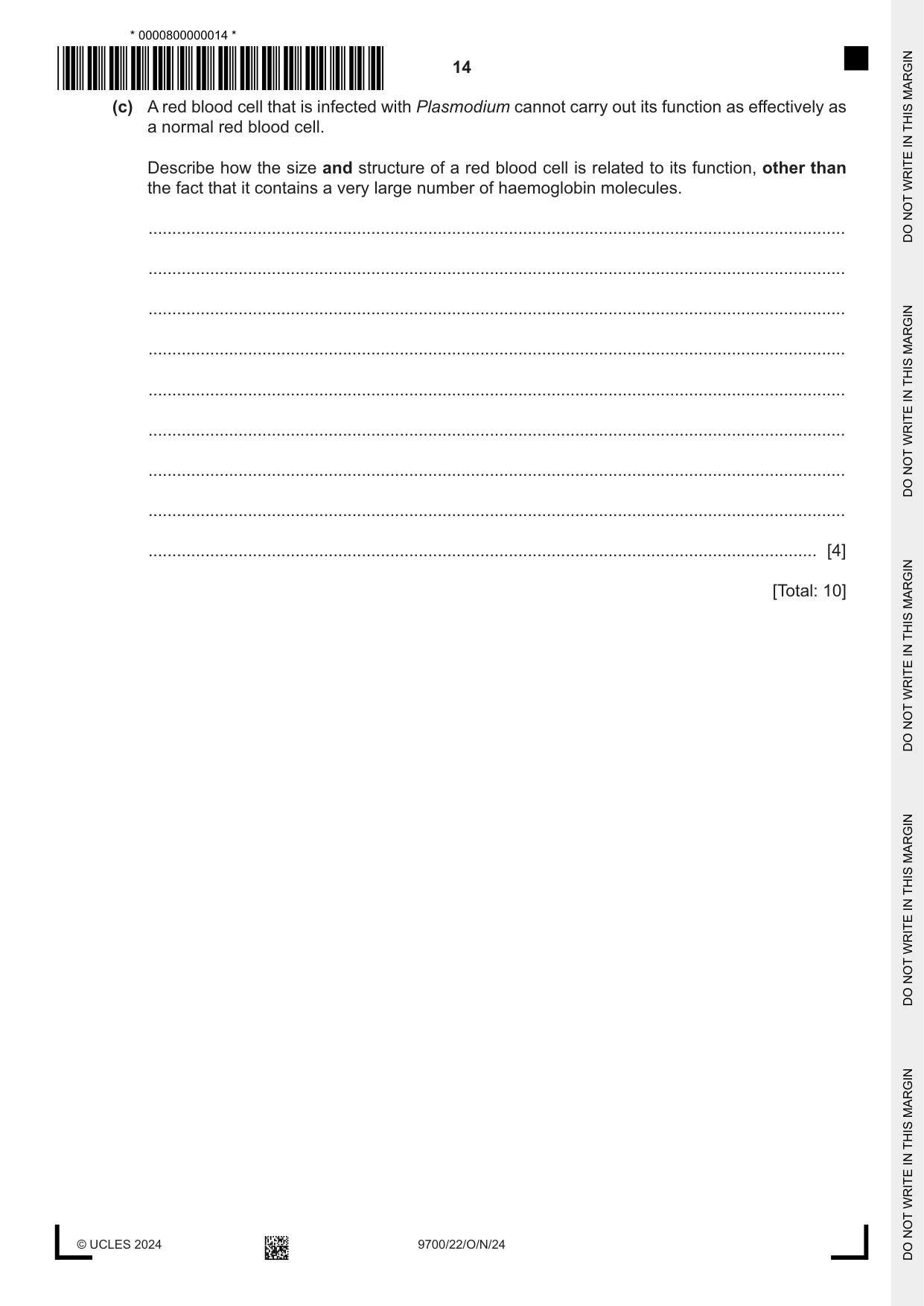 Cambridge A Level Biology 9700 2024 Oct/Nov Paper 2 · Variant 2 question paper, page 14 of 16