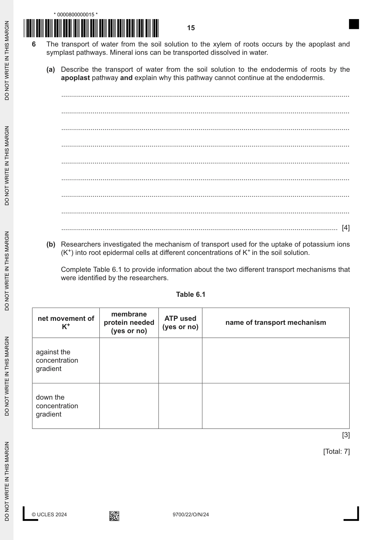 Cambridge A Level Biology 9700 2024 Oct/Nov Paper 2 · Variant 2 question paper, page 15 of 16