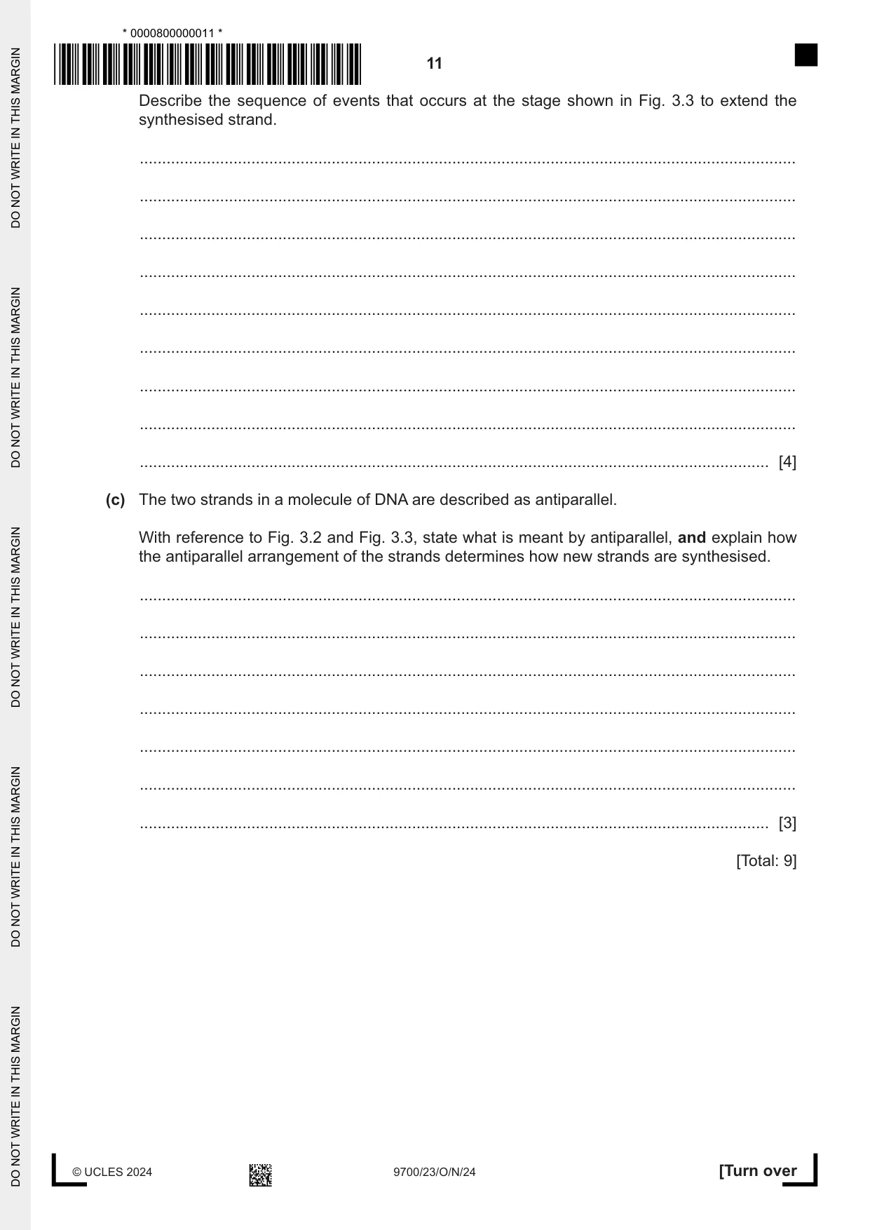 Cambridge A Level Biology 9700 2024 Oct/Nov Paper 2 · Variant 3 question paper, page 11 of 20