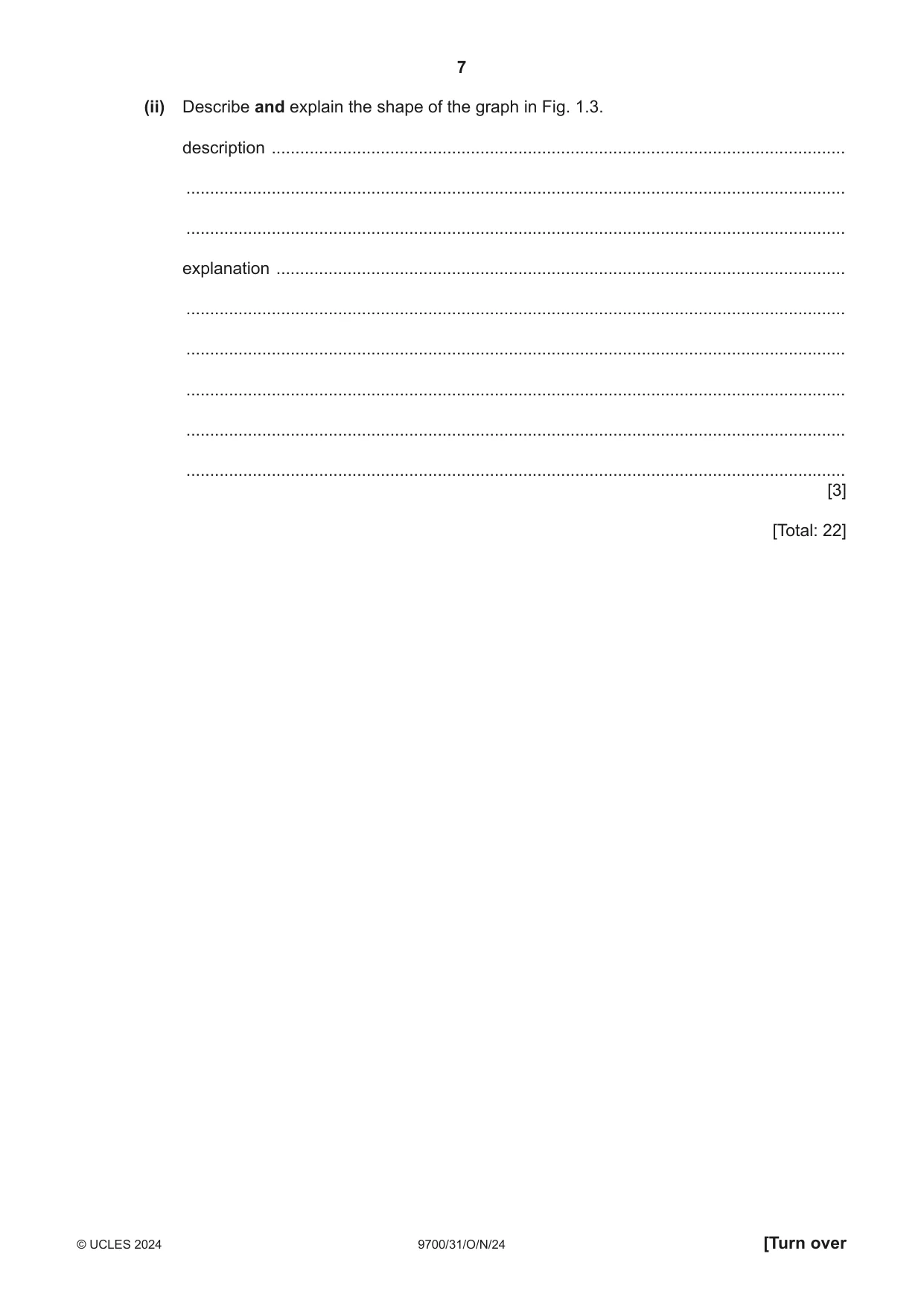 Cambridge A Level Biology 9700 2024 Oct/Nov Paper 3 · Variant 1 question paper, page 7 of 12