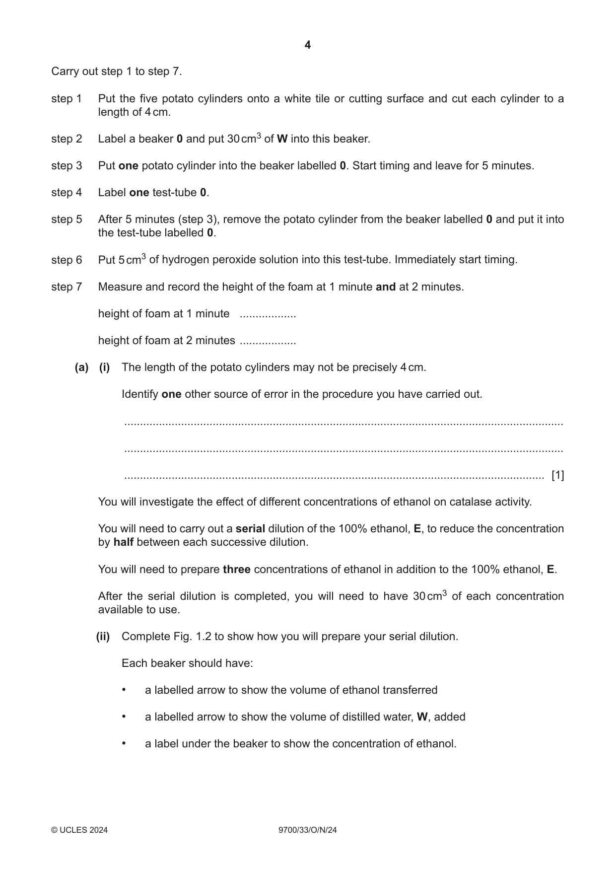 Cambridge A Level Biology 9700 2024 Oct/Nov Paper 3 · Variant 3 question paper, page 4 of 16