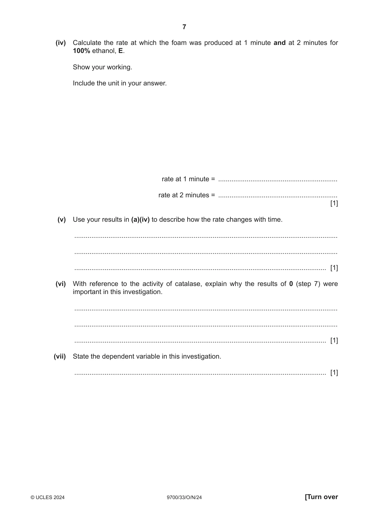 Cambridge A Level Biology 9700 2024 Oct/Nov Paper 3 · Variant 3 question paper, page 7 of 16