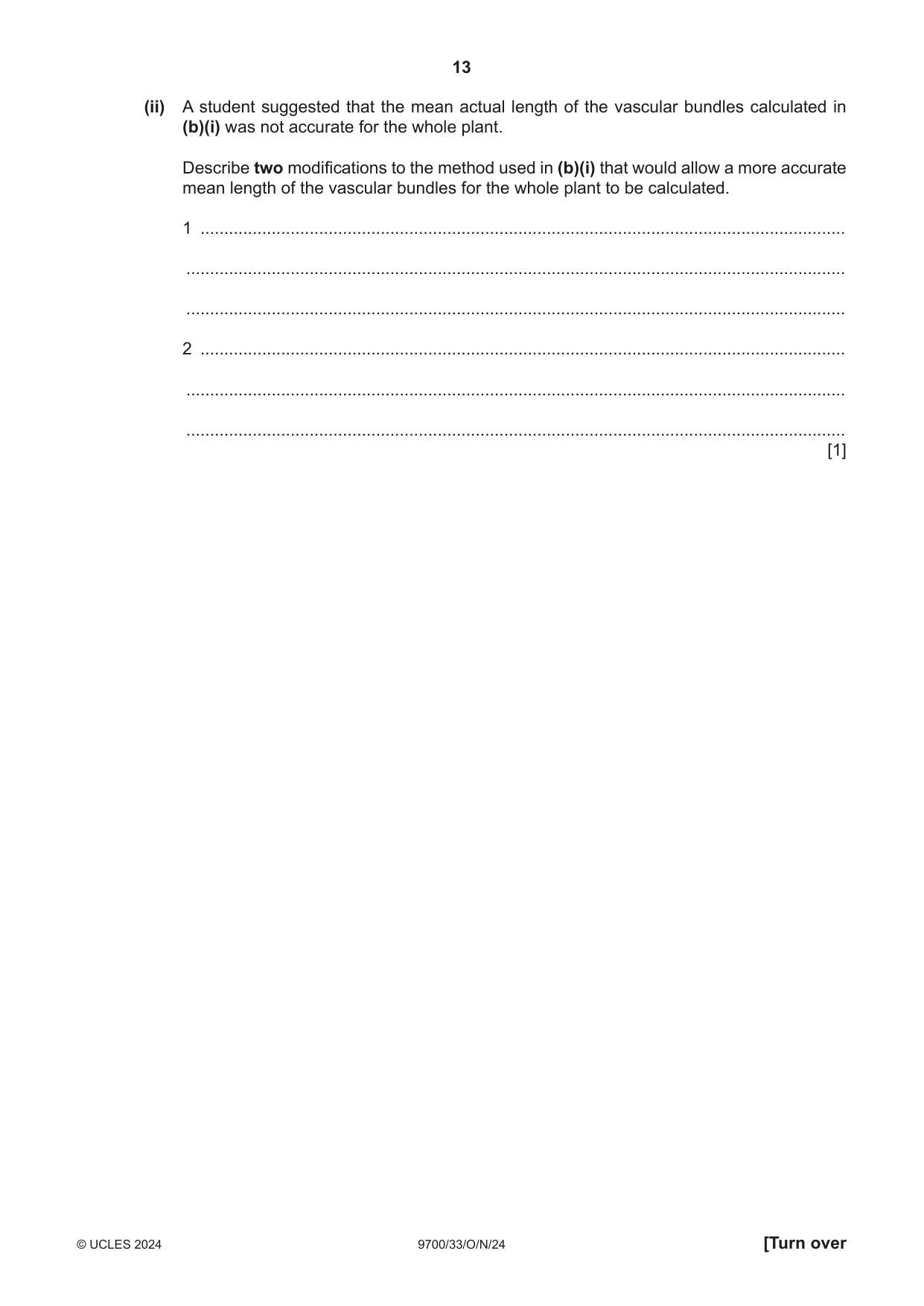 Cambridge A Level Biology 9700 2024 Oct/Nov Paper 3 · Variant 3 question paper, page 13 of 16