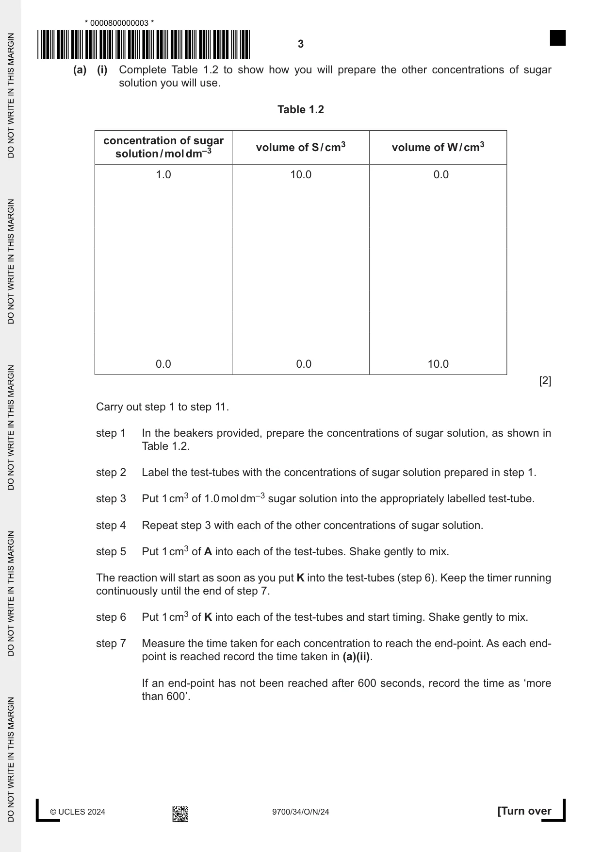 Cambridge A Level Biology 9700 2024 Oct/Nov Paper 3 · Variant 4 question paper, page 3 of 12