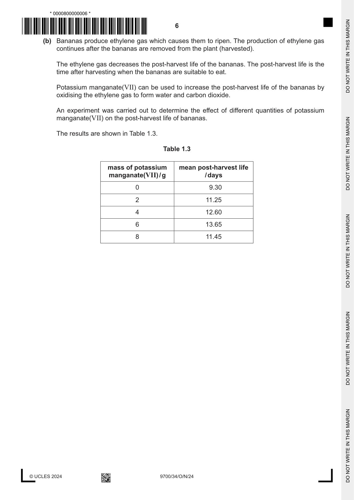 Cambridge A Level Biology 9700 2024 Oct/Nov Paper 3 · Variant 4 question paper, page 6 of 12