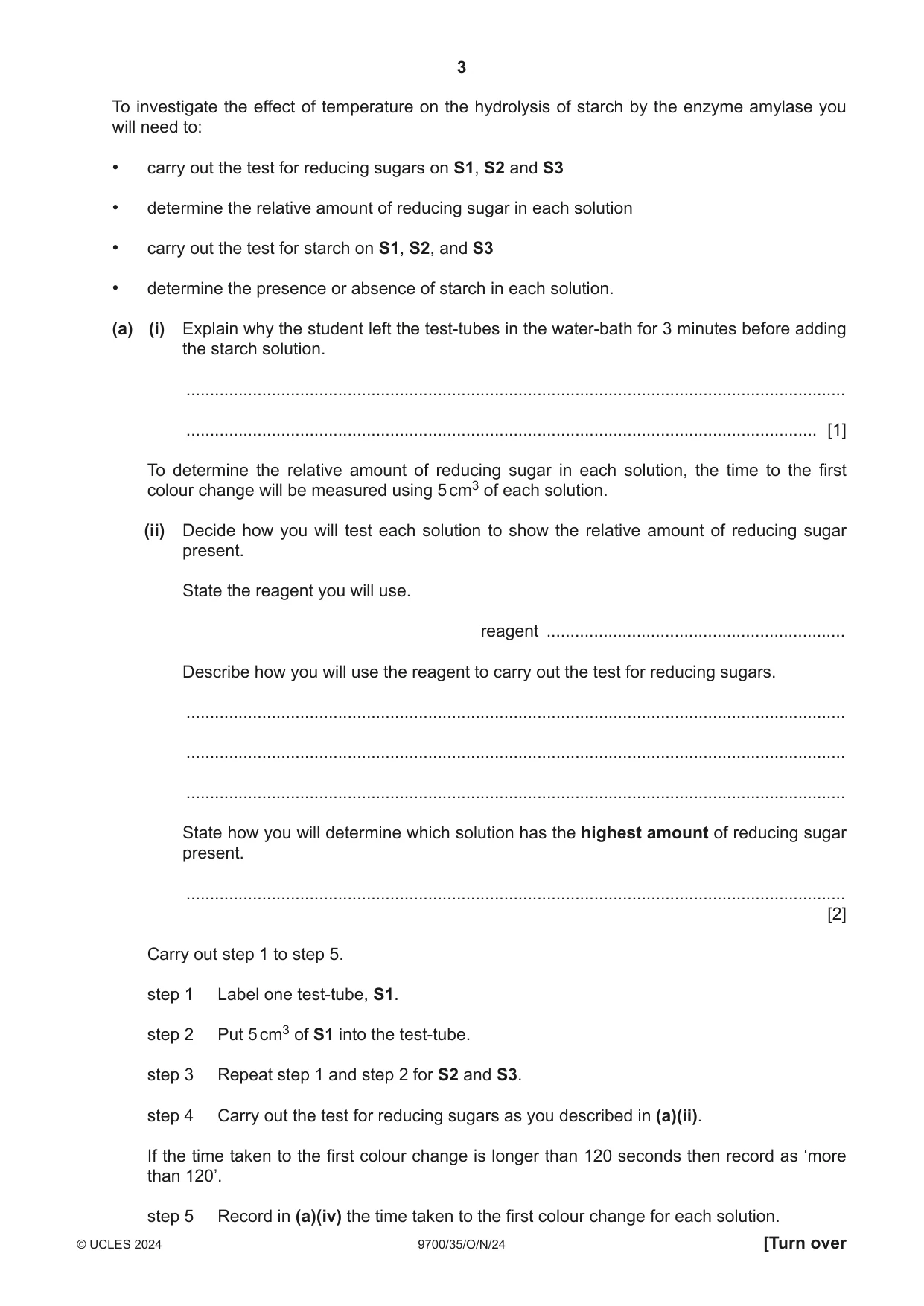 Cambridge A Level Biology 9700 2024 Oct/Nov Paper 3 · Variant 5 question paper, page 3 of 12