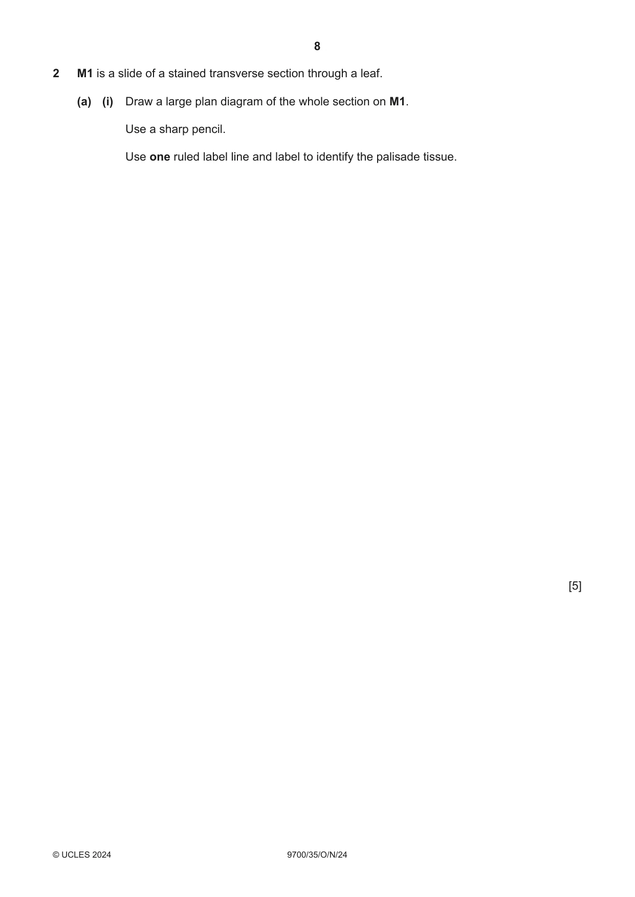 Cambridge A Level Biology 9700 2024 Oct/Nov Paper 3 · Variant 5 question paper, page 8 of 12