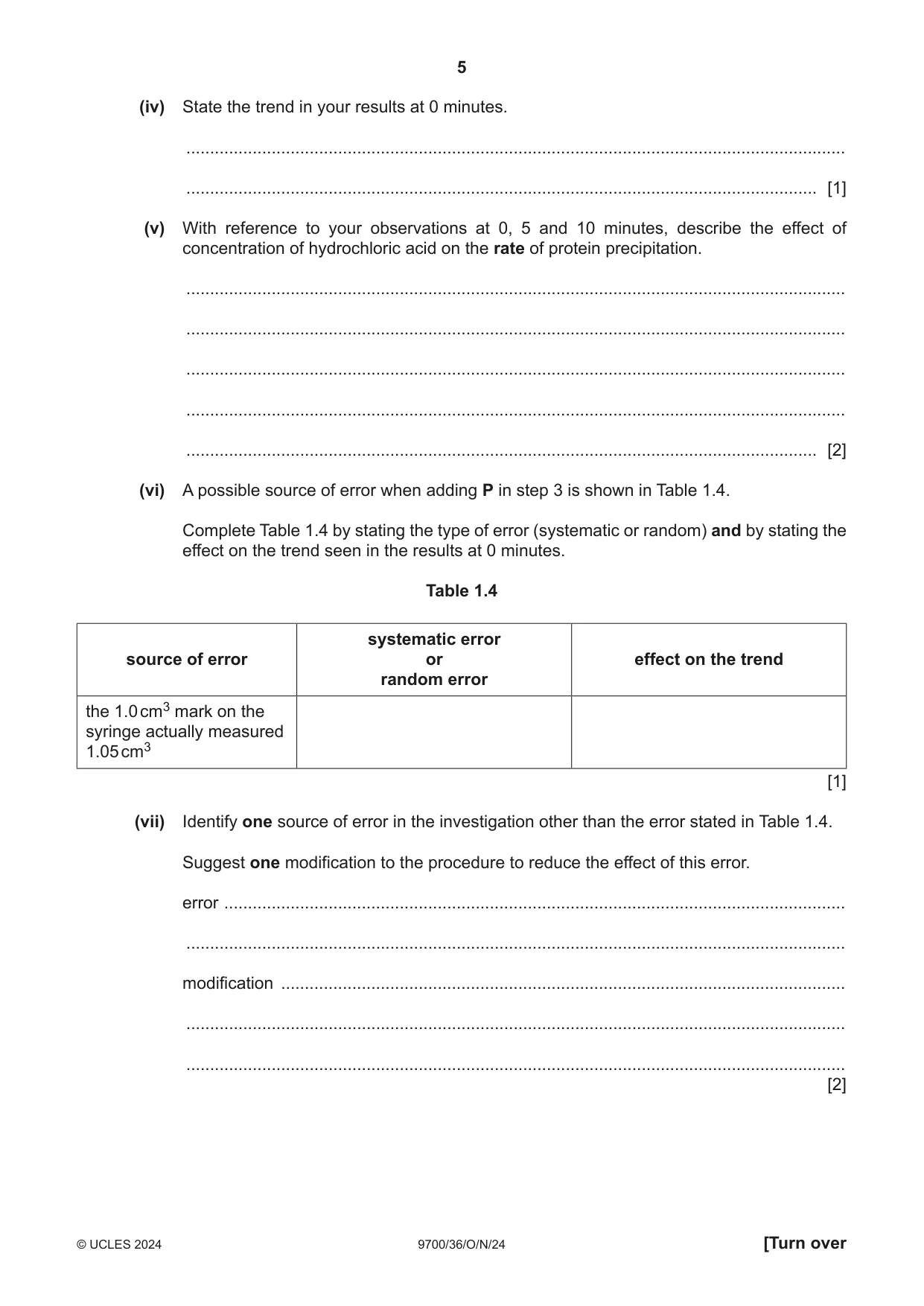 Cambridge A Level Biology 9700 2024 Oct/Nov Paper 3 · Variant 6 question paper, page 5 of 16
