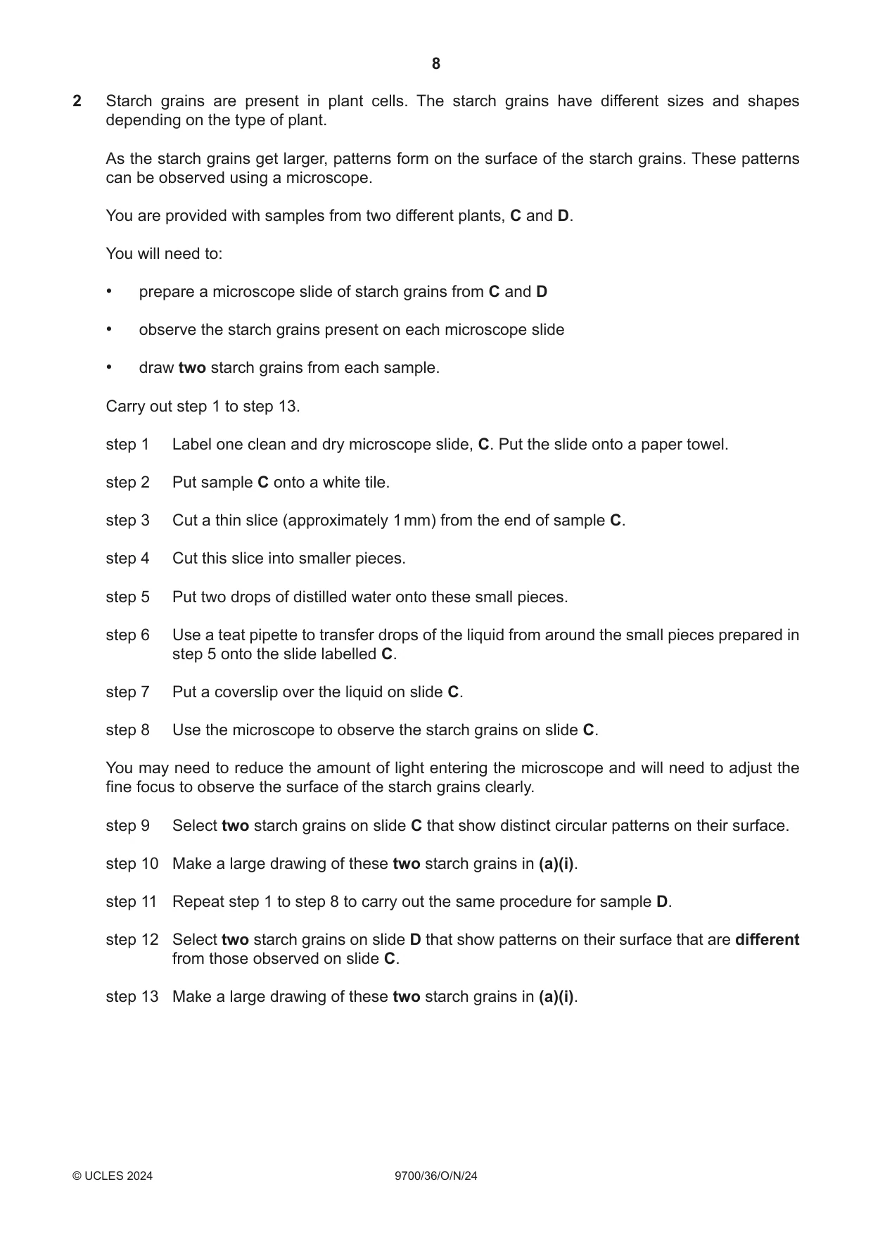 Cambridge A Level Biology 9700 2024 Oct/Nov Paper 3 · Variant 6 question paper, page 8 of 16