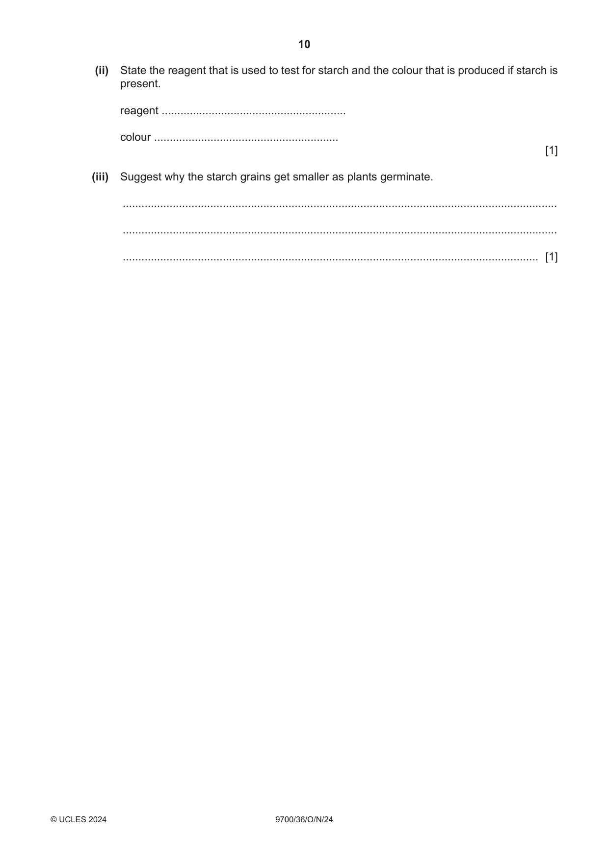 Cambridge A Level Biology 9700 2024 Oct/Nov Paper 3 · Variant 6 question paper, page 10 of 16