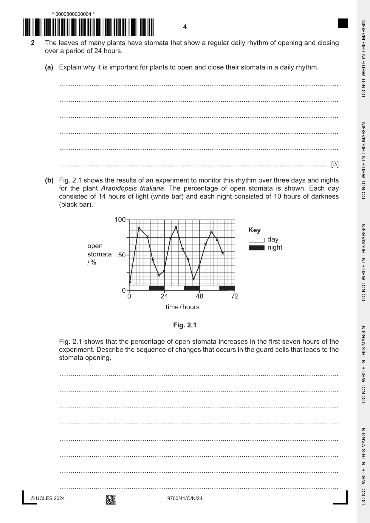Cambridge A Level Biology 9700 2024 Oct/Nov Paper 4 · Variant 1 question paper, page 4 of 24