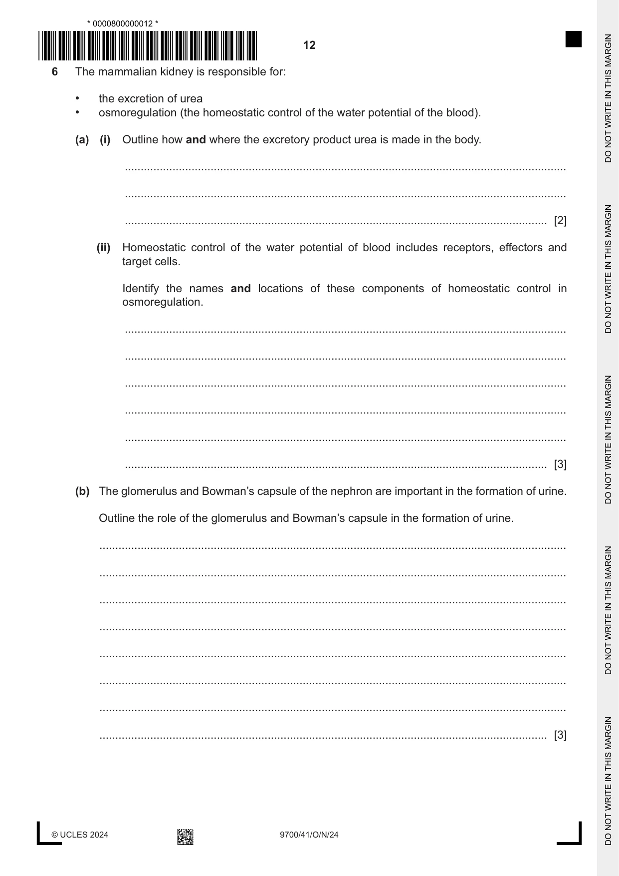 Cambridge A Level Biology 9700 2024 Oct/Nov Paper 4 · Variant 1 question paper, page 12 of 24