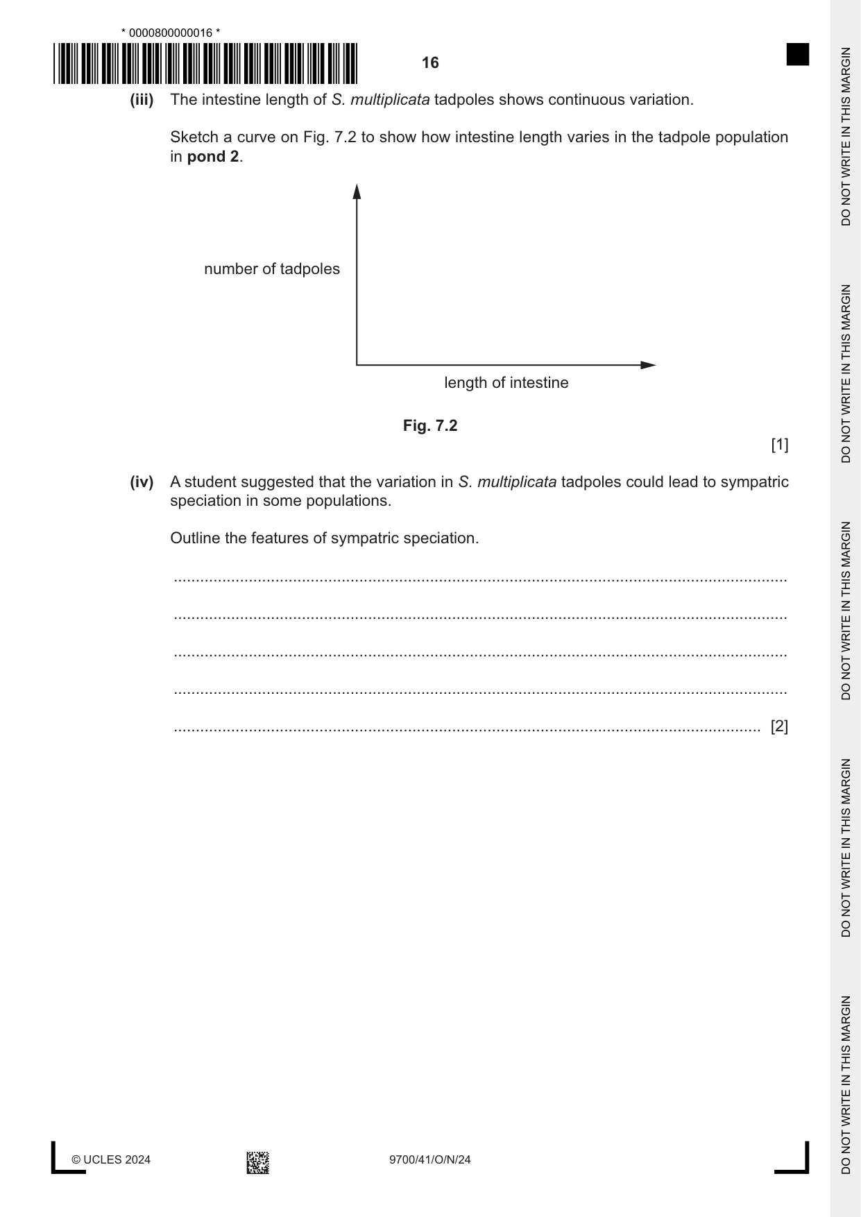 Cambridge A Level Biology 9700 2024 Oct/Nov Paper 4 · Variant 1 question paper, page 16 of 24