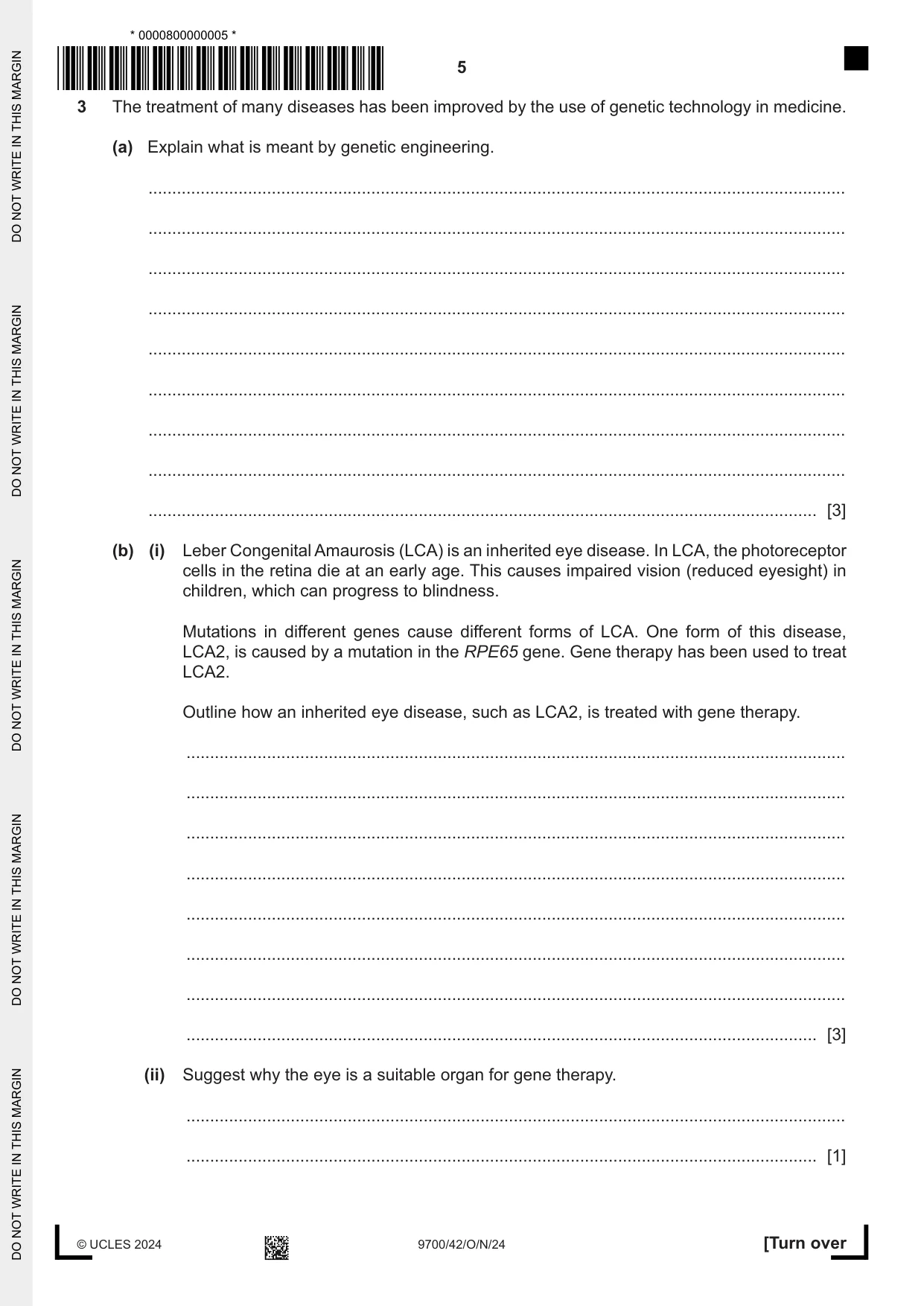 Cambridge A Level Biology 9700 2024 Oct/Nov Paper 4 · Variant 2 question paper, page 5 of 24