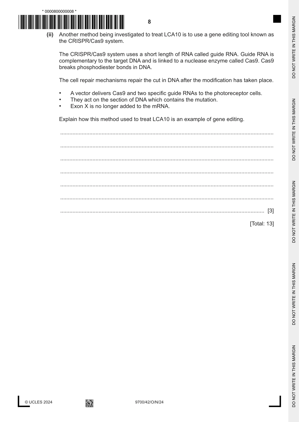Cambridge A Level Biology 9700 2024 Oct/Nov Paper 4 · Variant 2 question paper, page 8 of 24