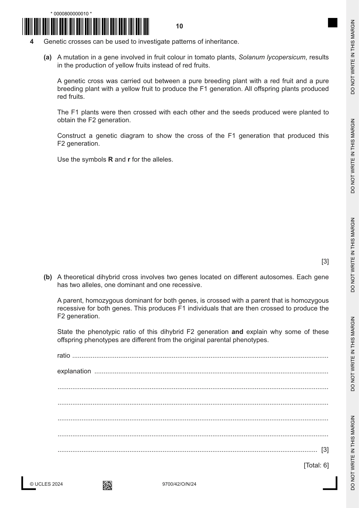 Cambridge A Level Biology 9700 2024 Oct/Nov Paper 4 · Variant 2 question paper, page 10 of 24