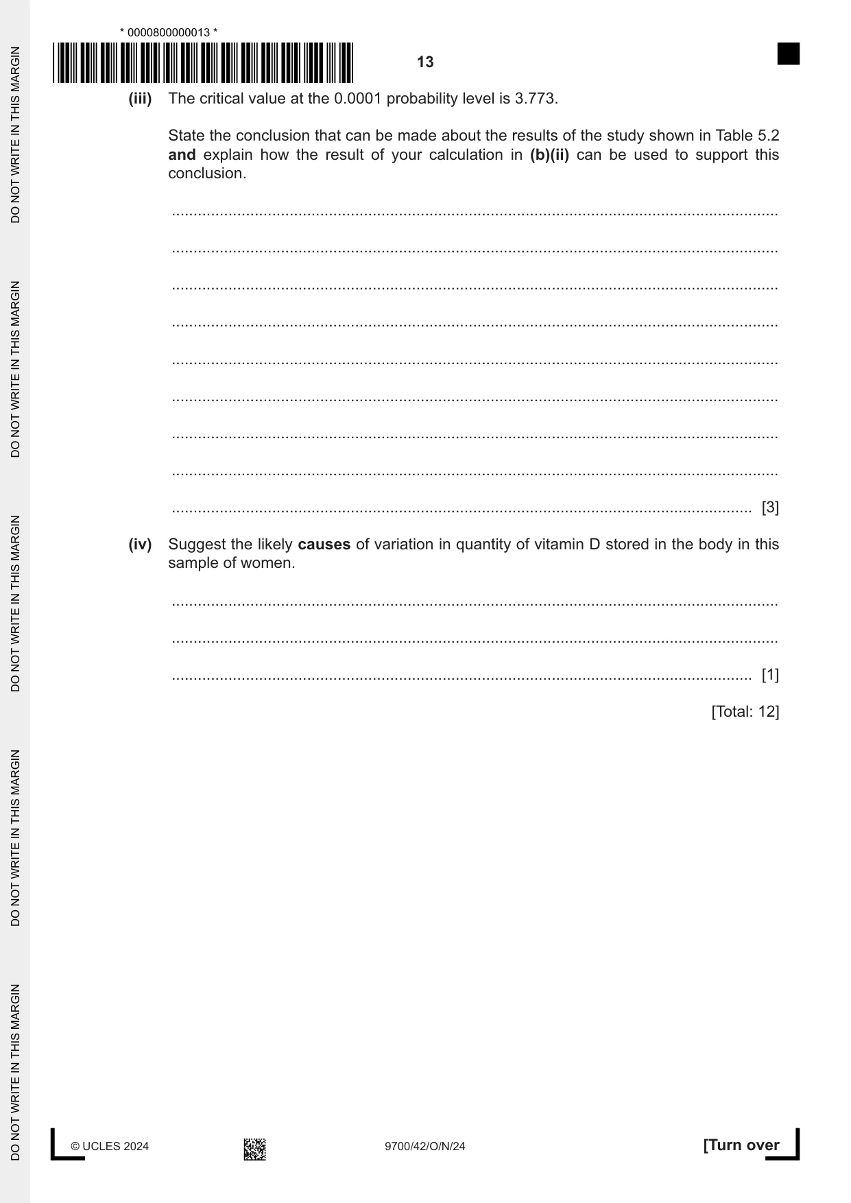 Cambridge A Level Biology 9700 2024 Oct/Nov Paper 4 · Variant 2 question paper, page 13 of 24