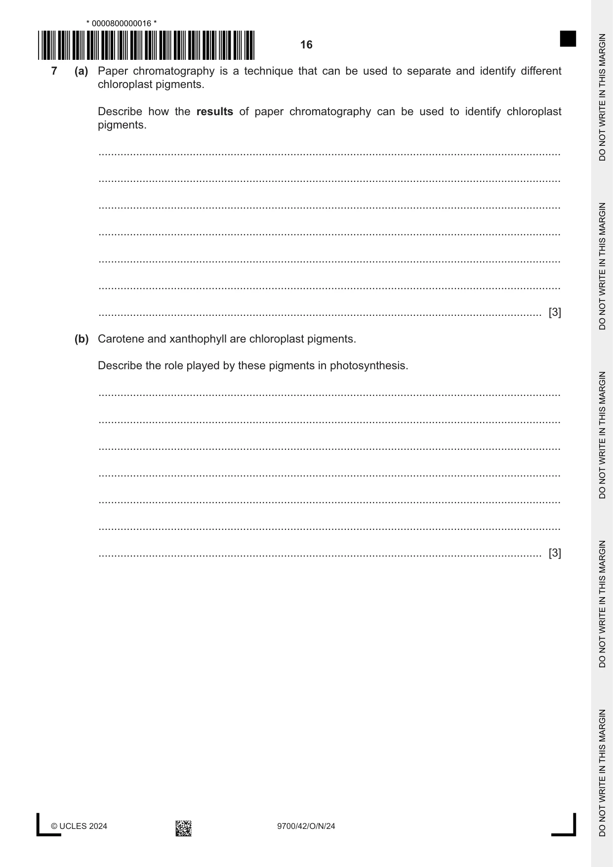 Cambridge A Level Biology 9700 2024 Oct/Nov Paper 4 · Variant 2 question paper, page 16 of 24