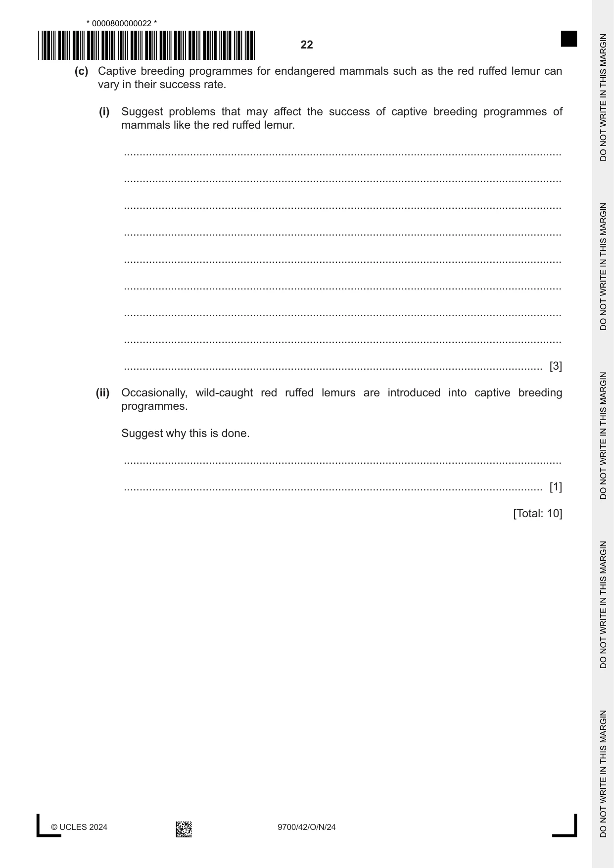 Cambridge A Level Biology 9700 2024 Oct/Nov Paper 4 · Variant 2 question paper, page 22 of 24