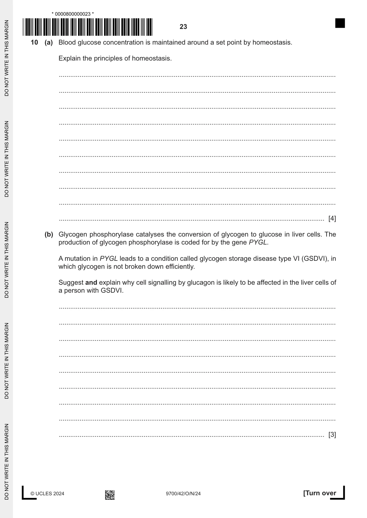 Cambridge A Level Biology 9700 2024 Oct/Nov Paper 4 · Variant 2 question paper, page 23 of 24