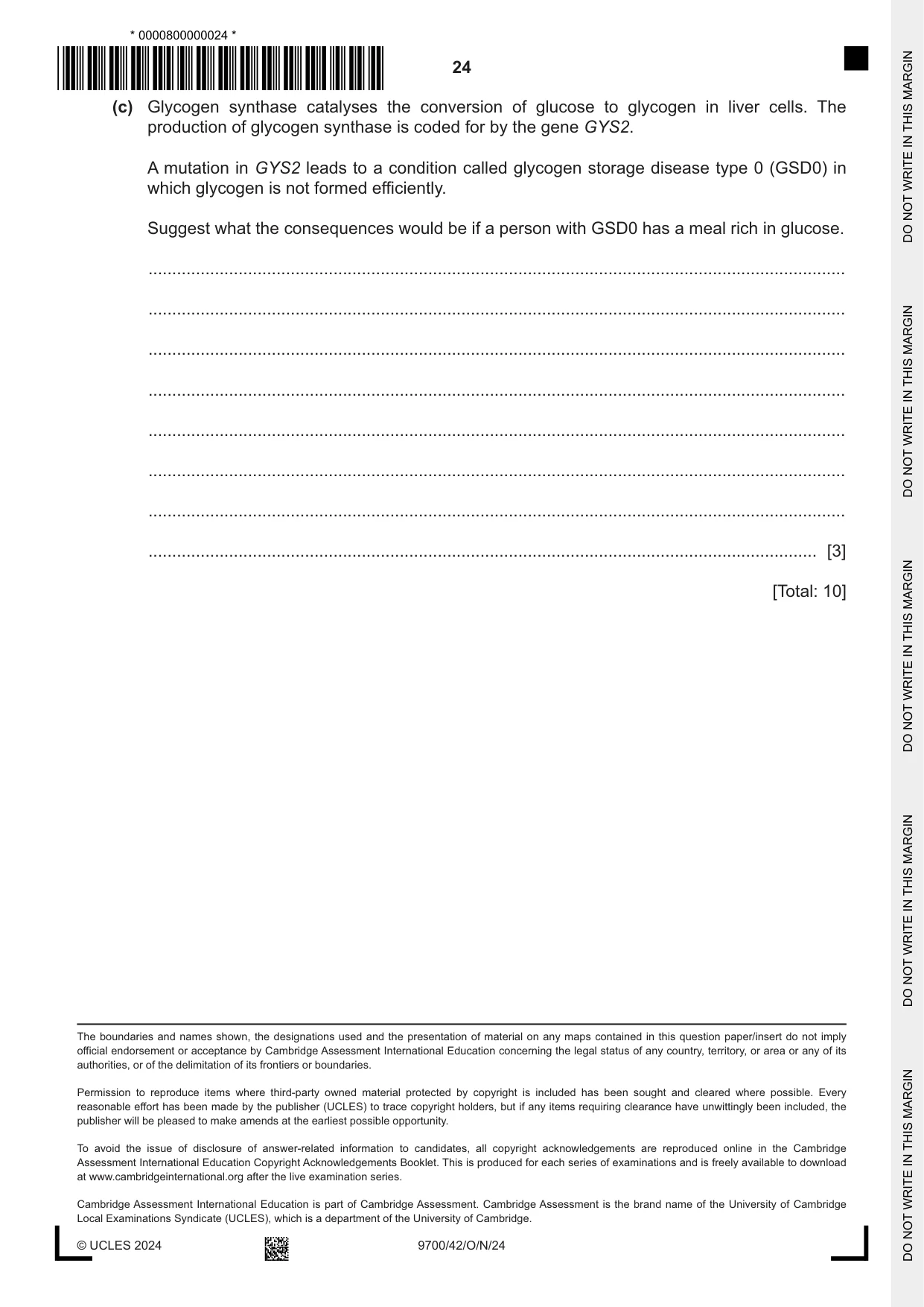 Cambridge A Level Biology 9700 2024 Oct/Nov Paper 4 · Variant 2 question paper, page 24 of 24