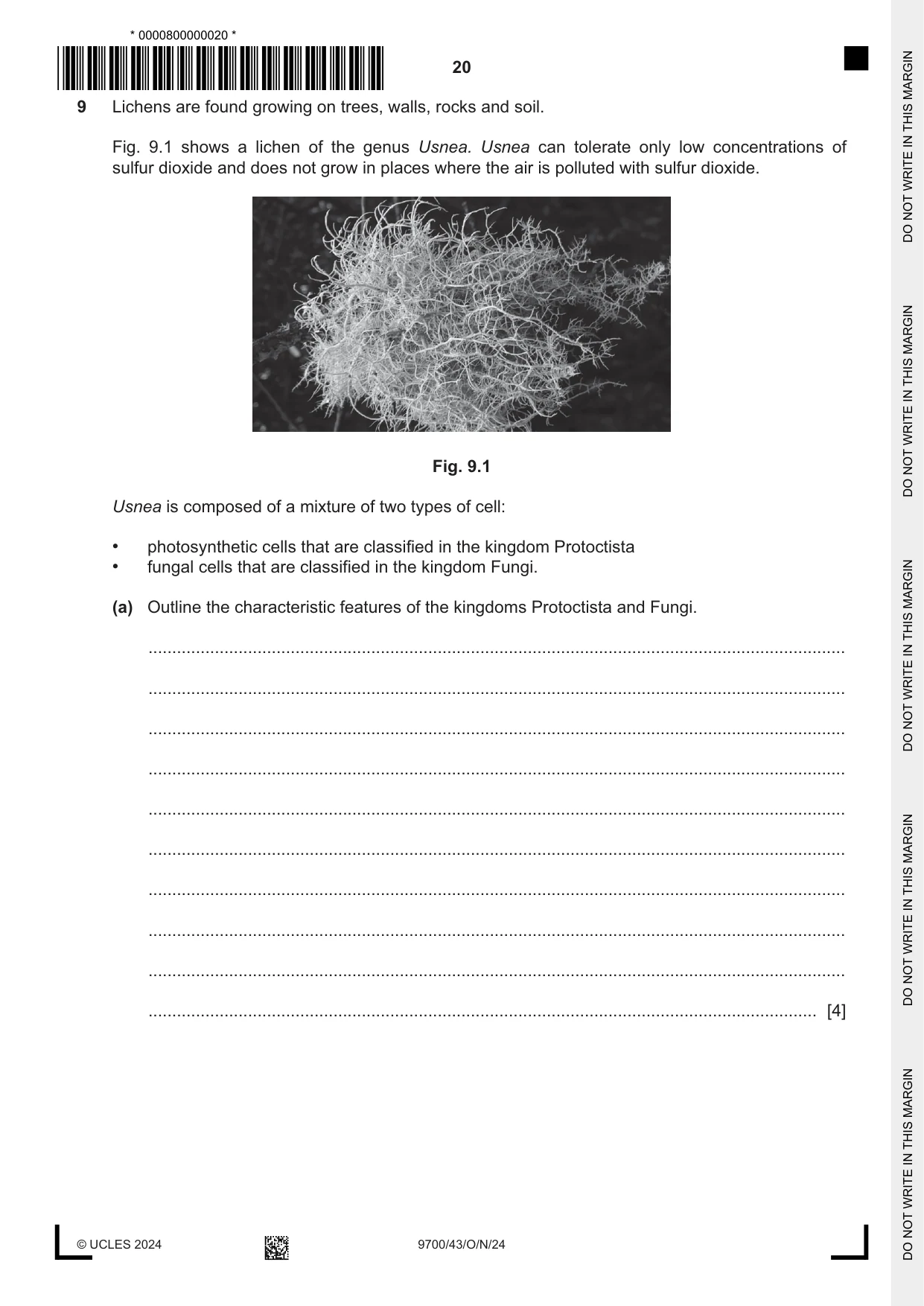 Cambridge A Level Biology 9700 2024 Oct/Nov Paper 4 · Variant 3 question paper, page 20 of 24