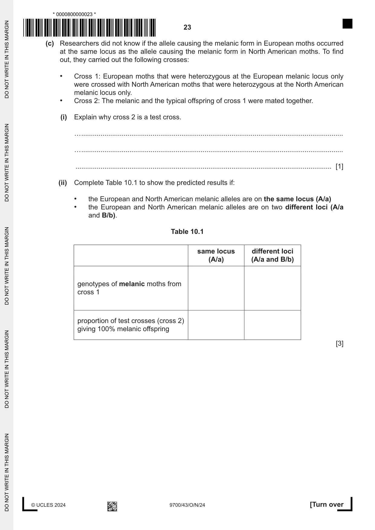 Cambridge A Level Biology 9700 2024 Oct/Nov Paper 4 · Variant 3 question paper, page 23 of 24